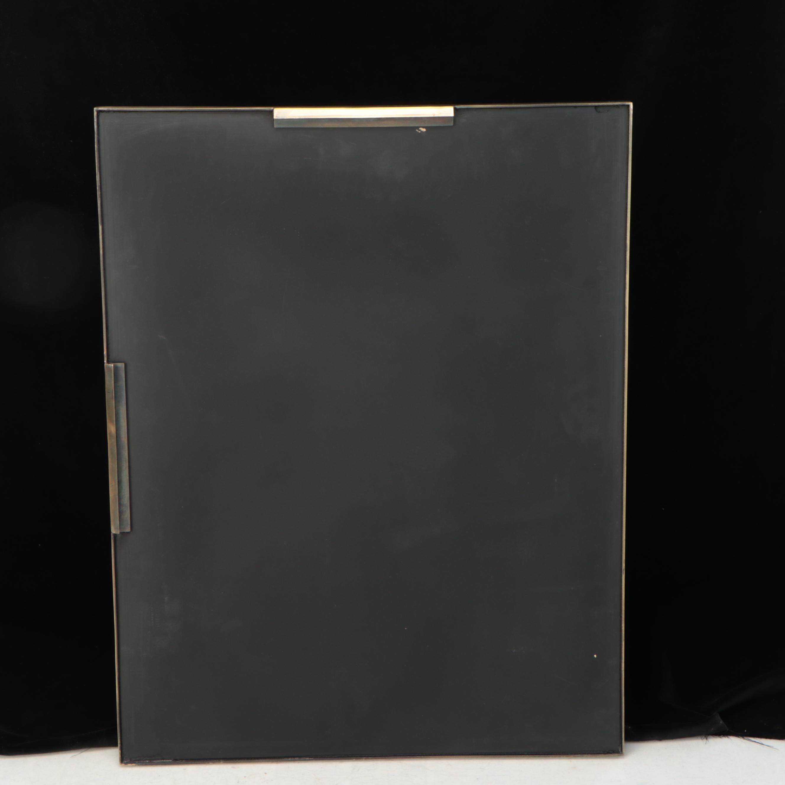 Contemporary Brushed Gold Tone Metal Framed Vanity Mirror