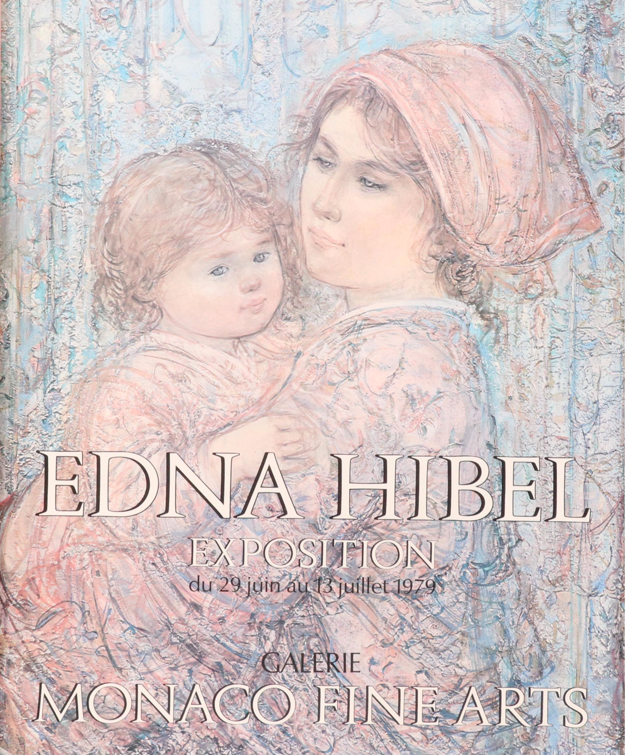 Edna Hibel Offset Lithograph Exhibition Poster "Mother and Child," 1979