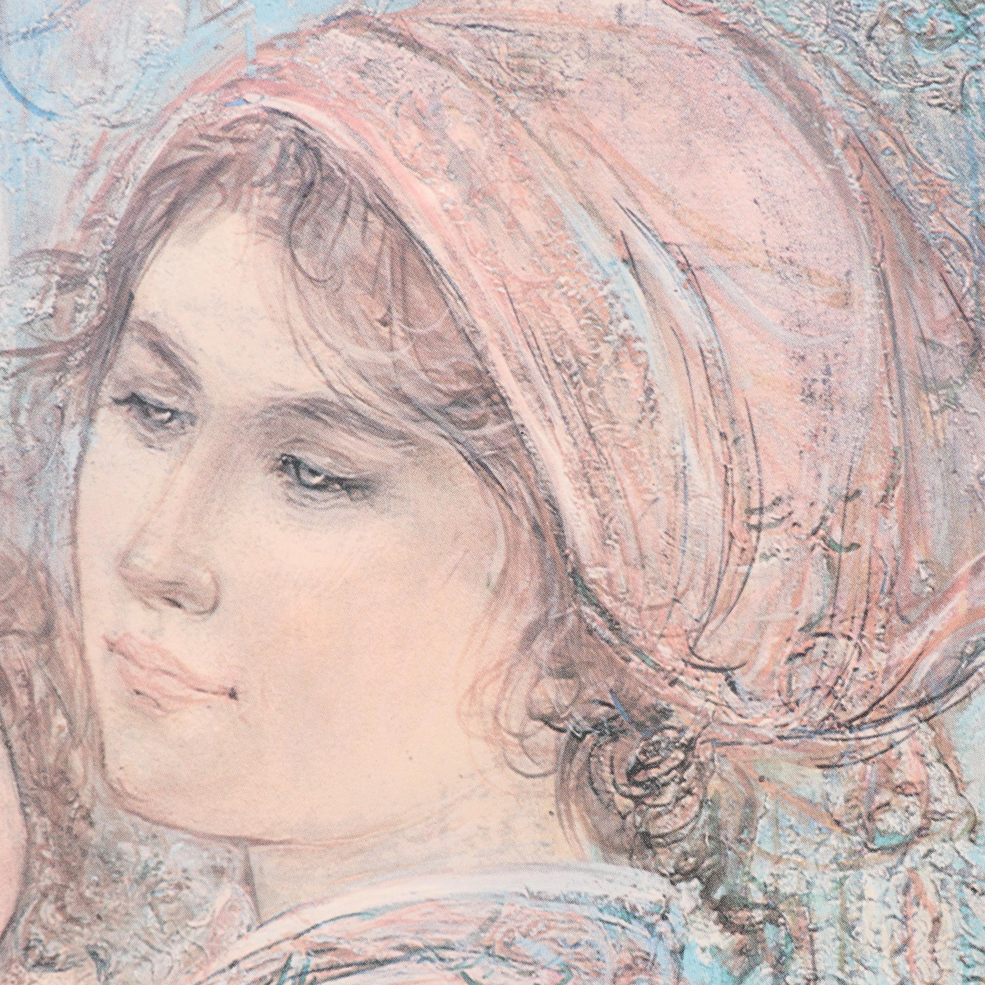 Edna Hibel Offset Lithograph Exhibition Poster "Mother and Child," 1979