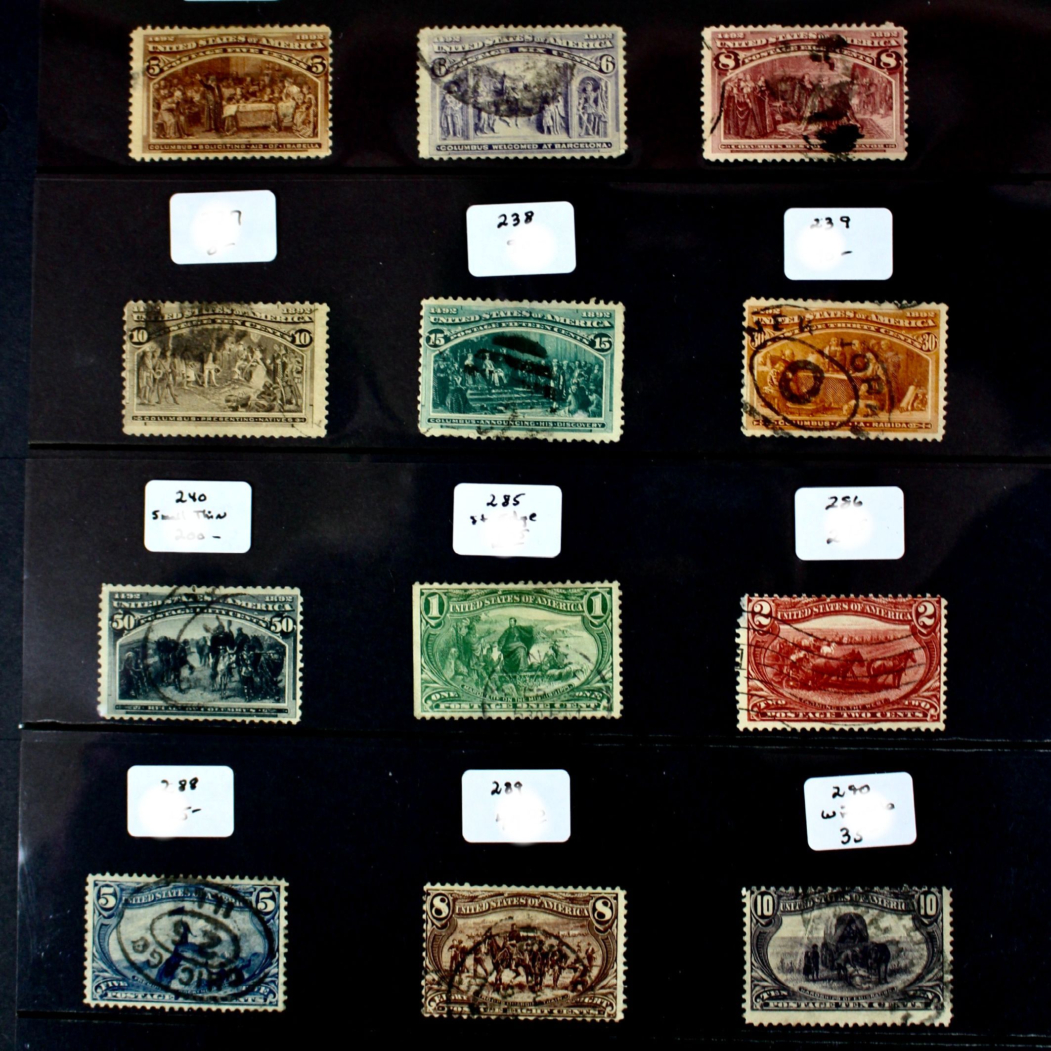 Fifteen Columbian and Trans-Mississippi Used Postage Stamps, 1890s