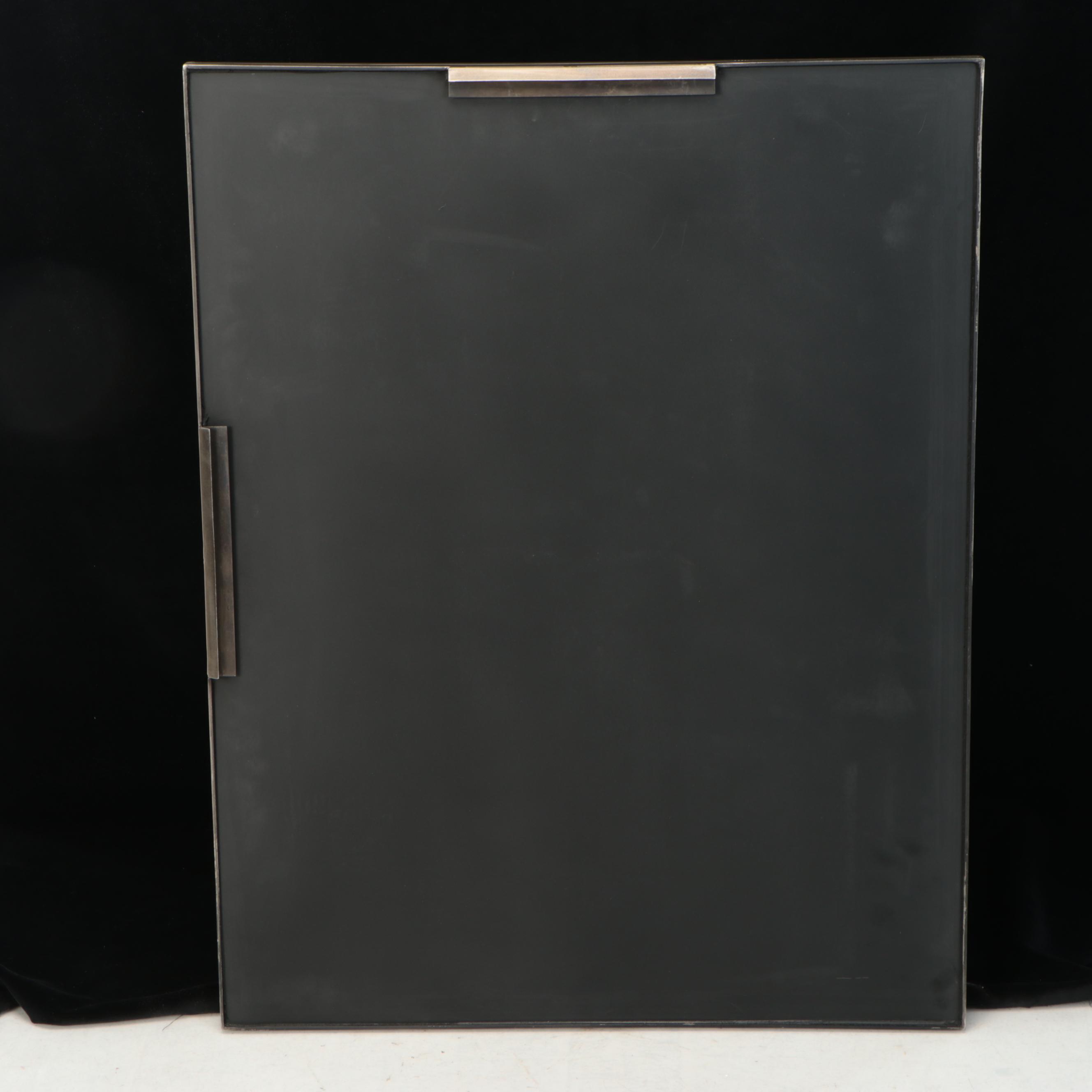 Contemporary Brushed Metal Framed Vanity Mirror