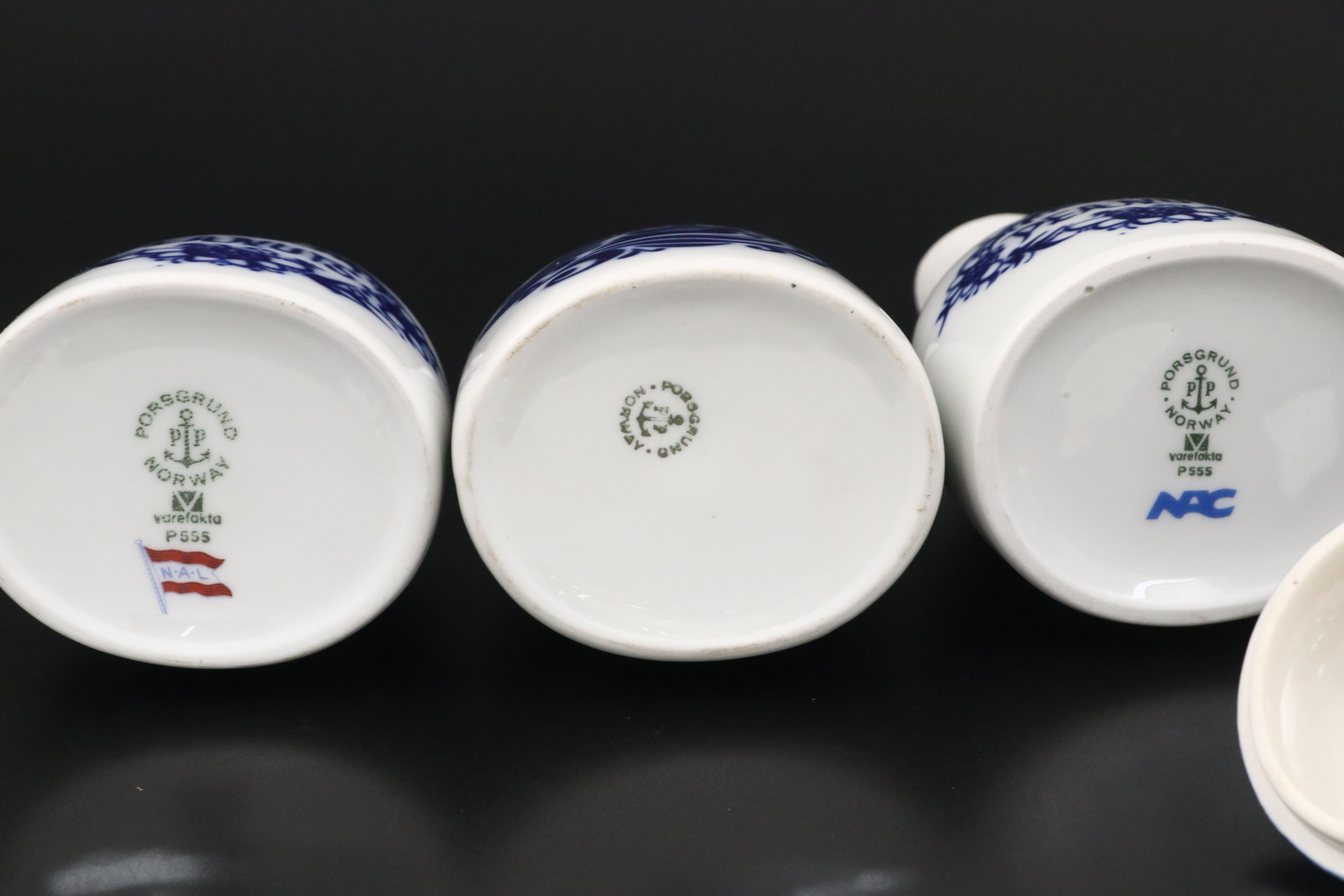 Porsgrund Peanuts Shakers with Blue on White Table Accessories