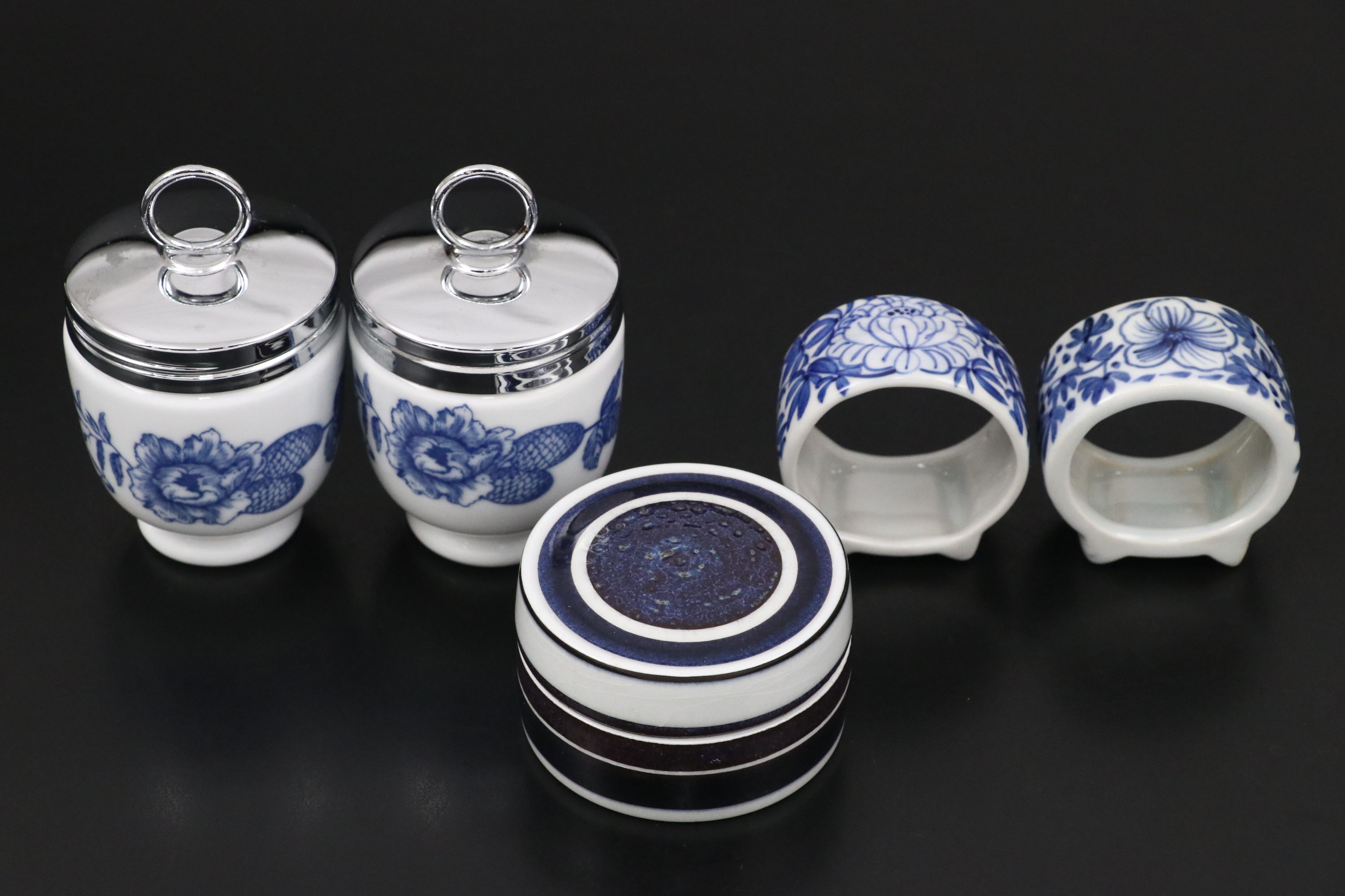 Porsgrund Peanuts Shakers with Blue on White Table Accessories