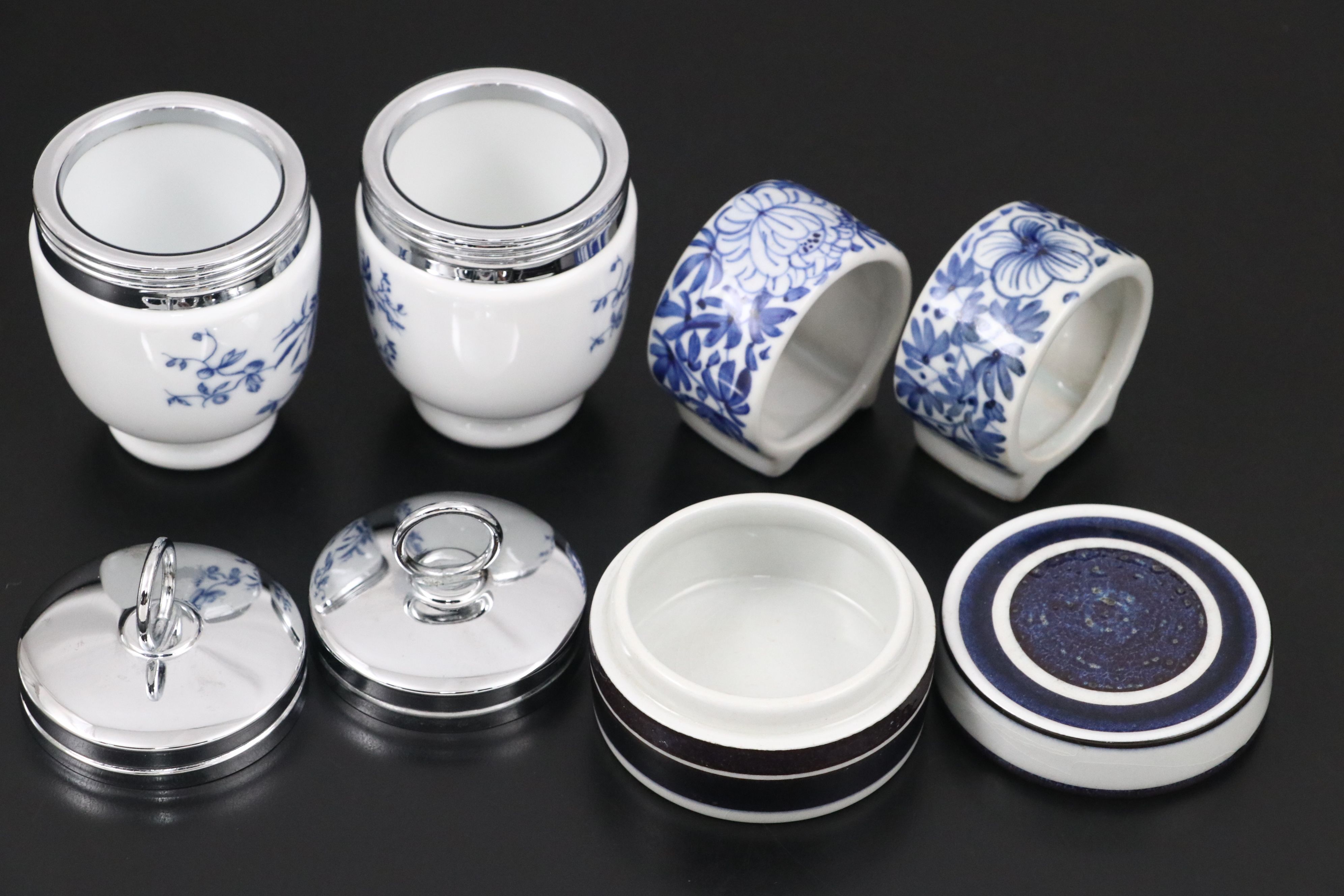 Porsgrund Peanuts Shakers with Blue on White Table Accessories