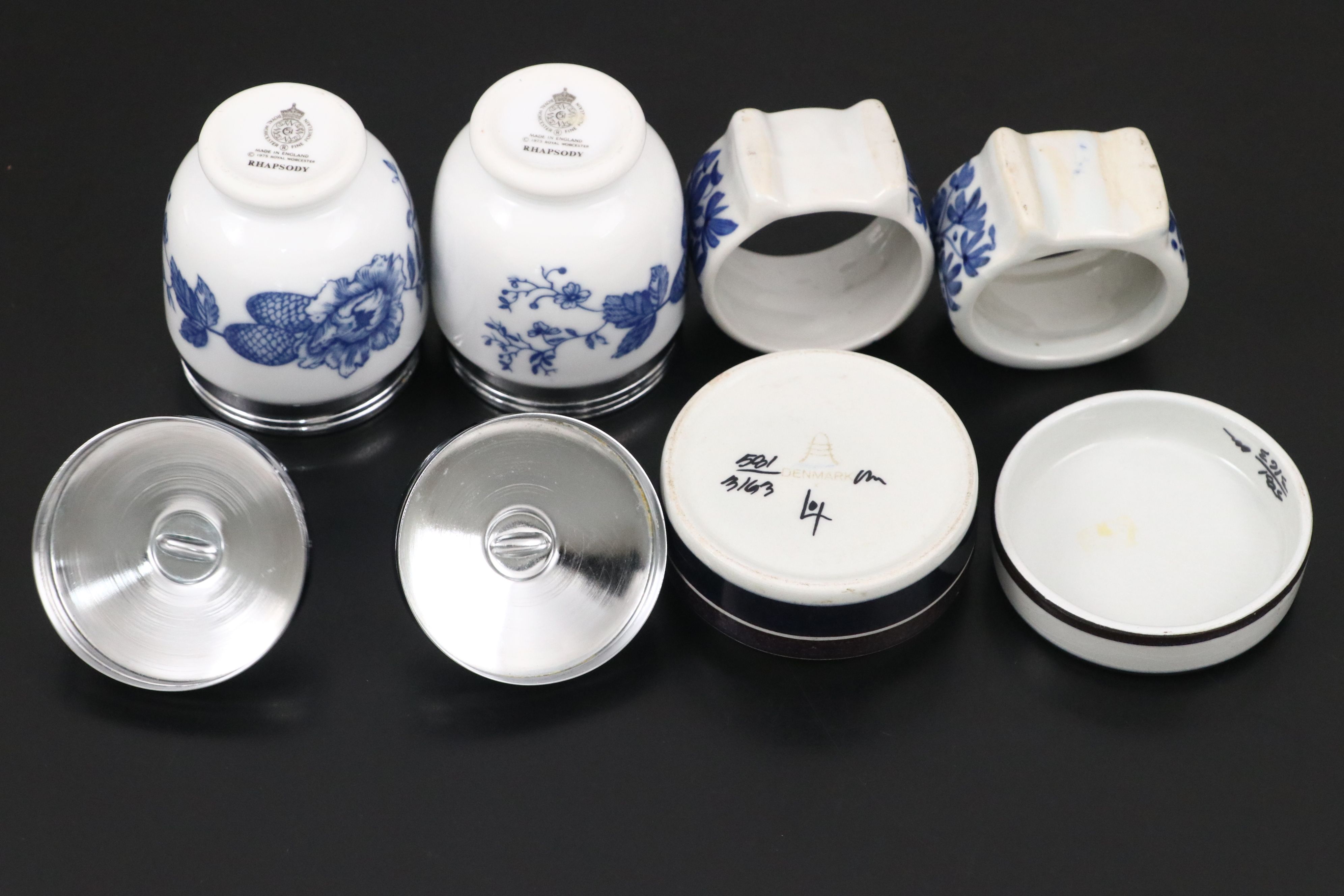 Porsgrund Peanuts Shakers with Blue on White Table Accessories