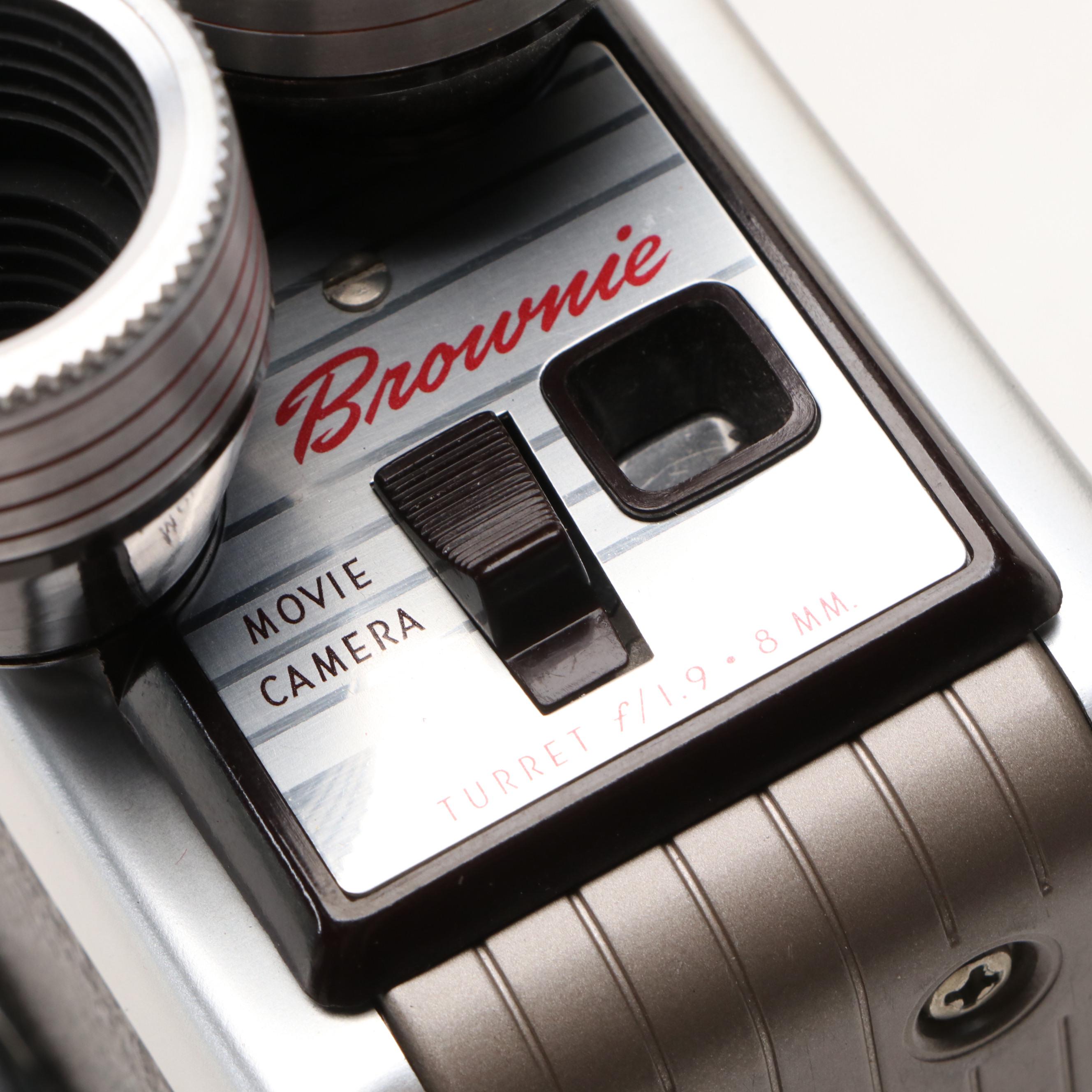 Kodak 8mm Brownie Movie Camera and Bushnell Binoculars, Mid-20th Century