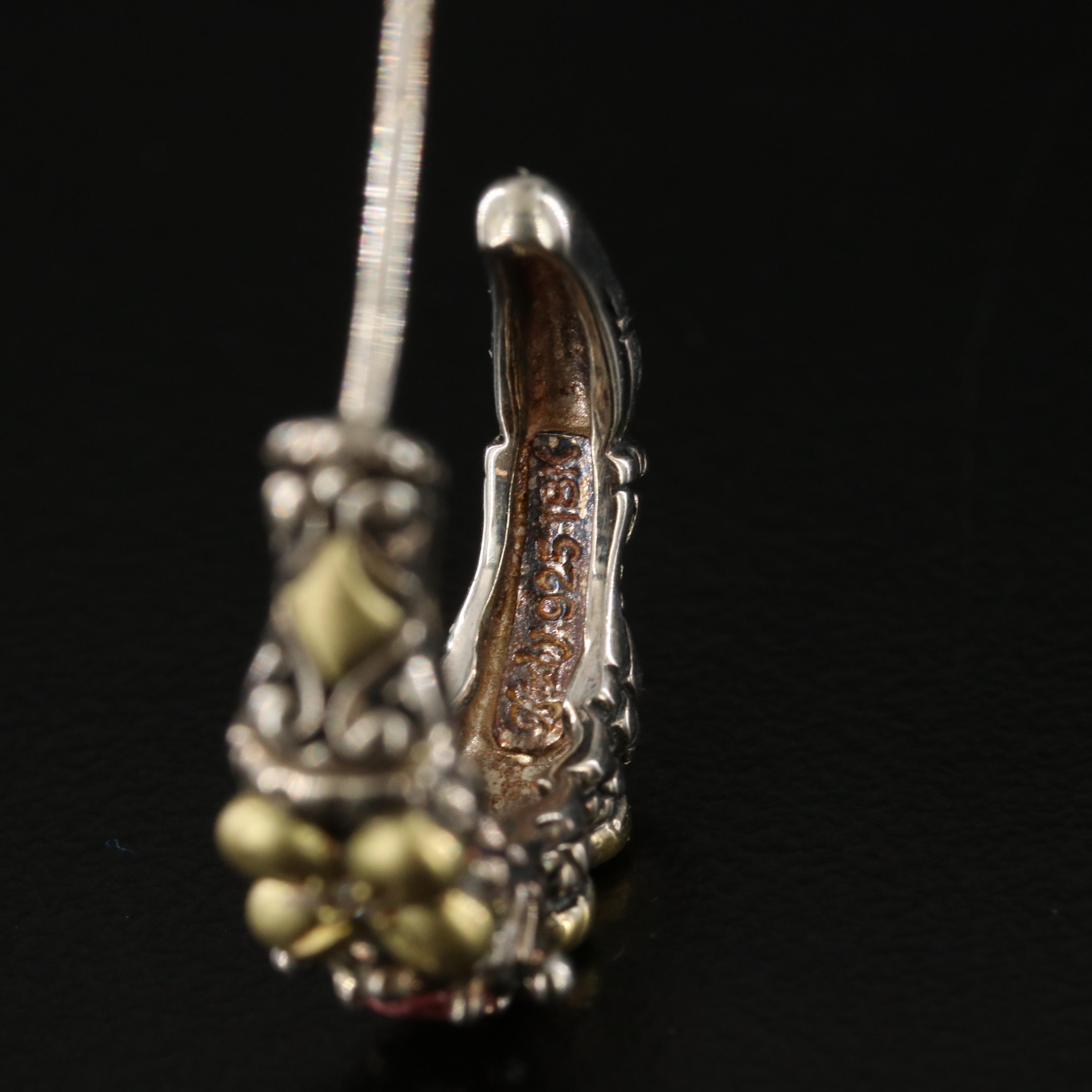 Barbara Bixby Sterling Tourmaline and Diamond Hoop Earrings with 18K Accents