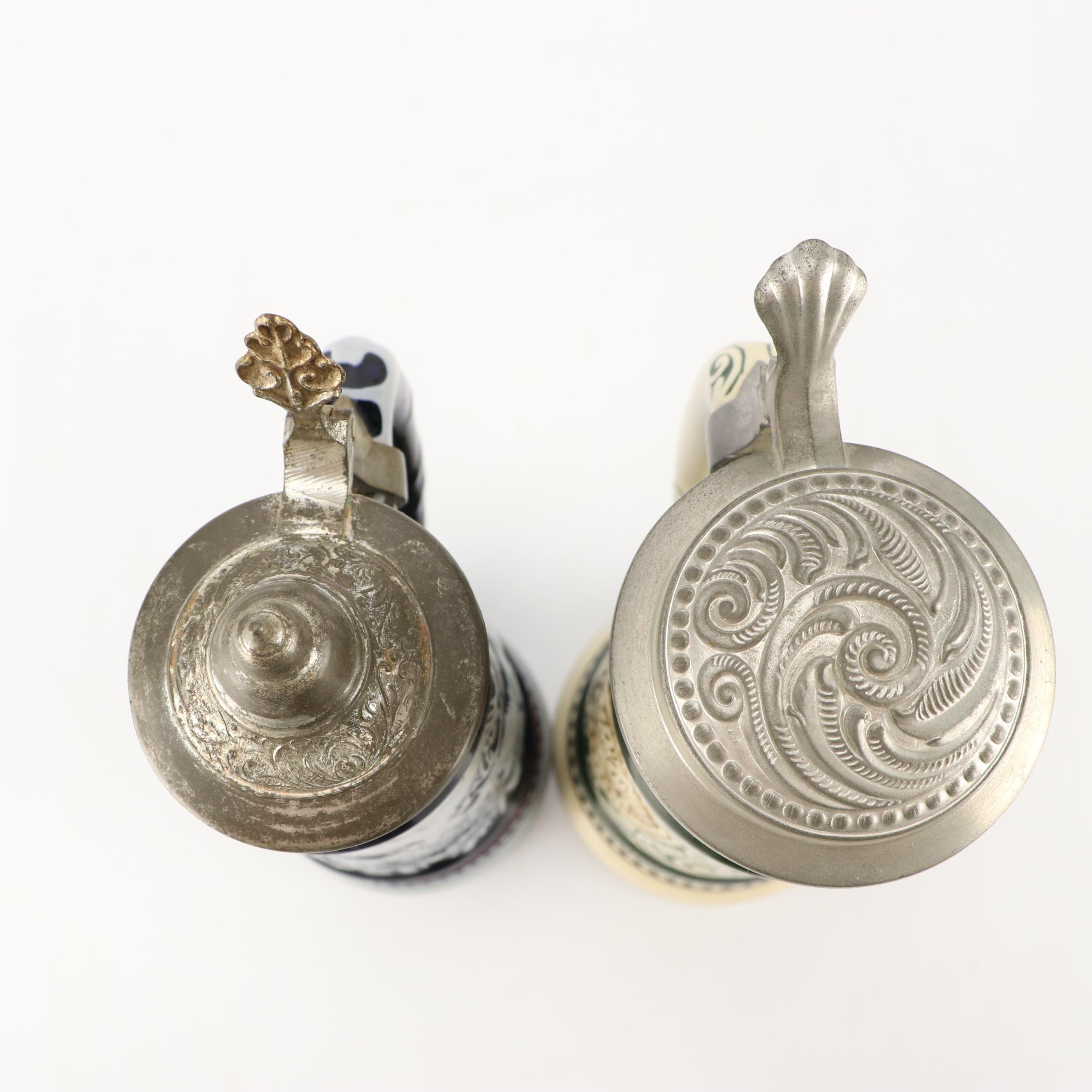 Avon and King Ceramic Hand-Painted Beer Steins, 1970s