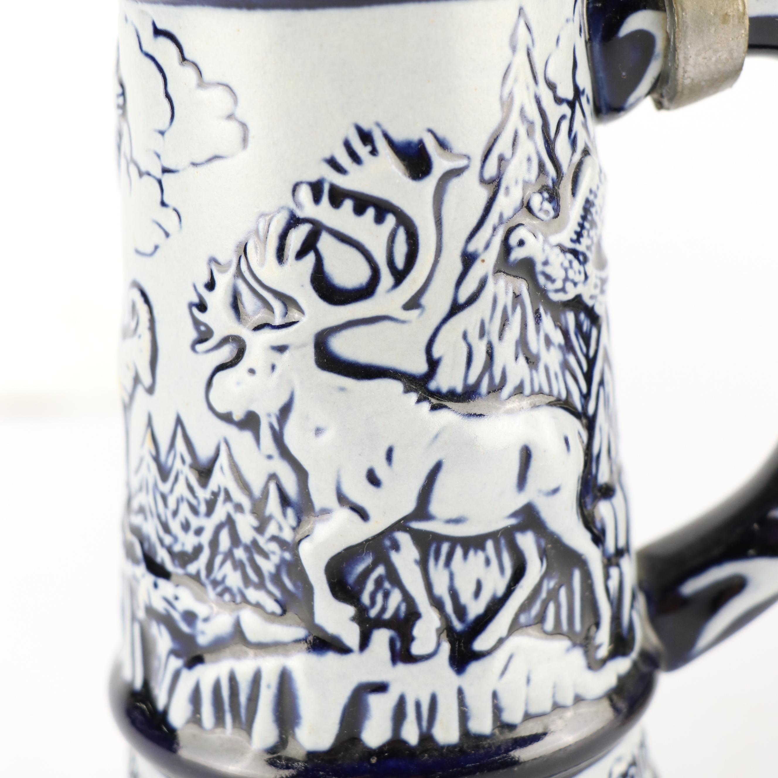 Avon and King Ceramic Hand-Painted Beer Steins, 1970s