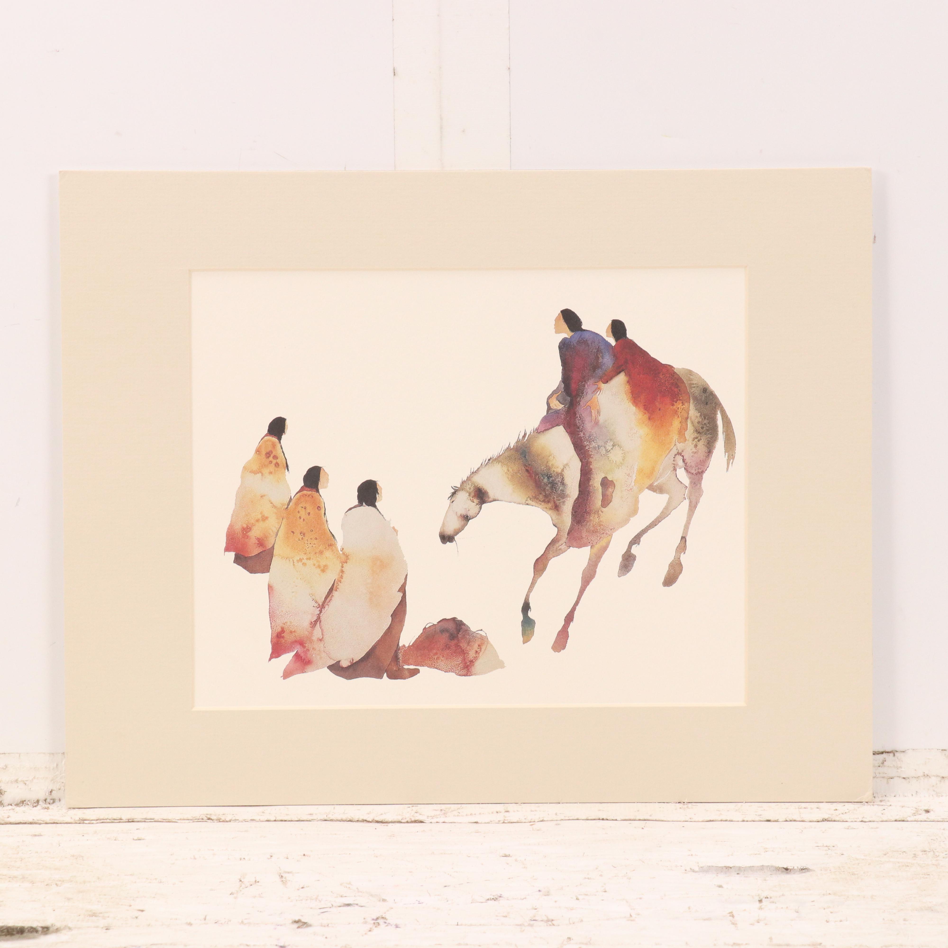 Offset Lithographs After Carol Grigg Cherokee Watercolor Paintings, Circa 2001