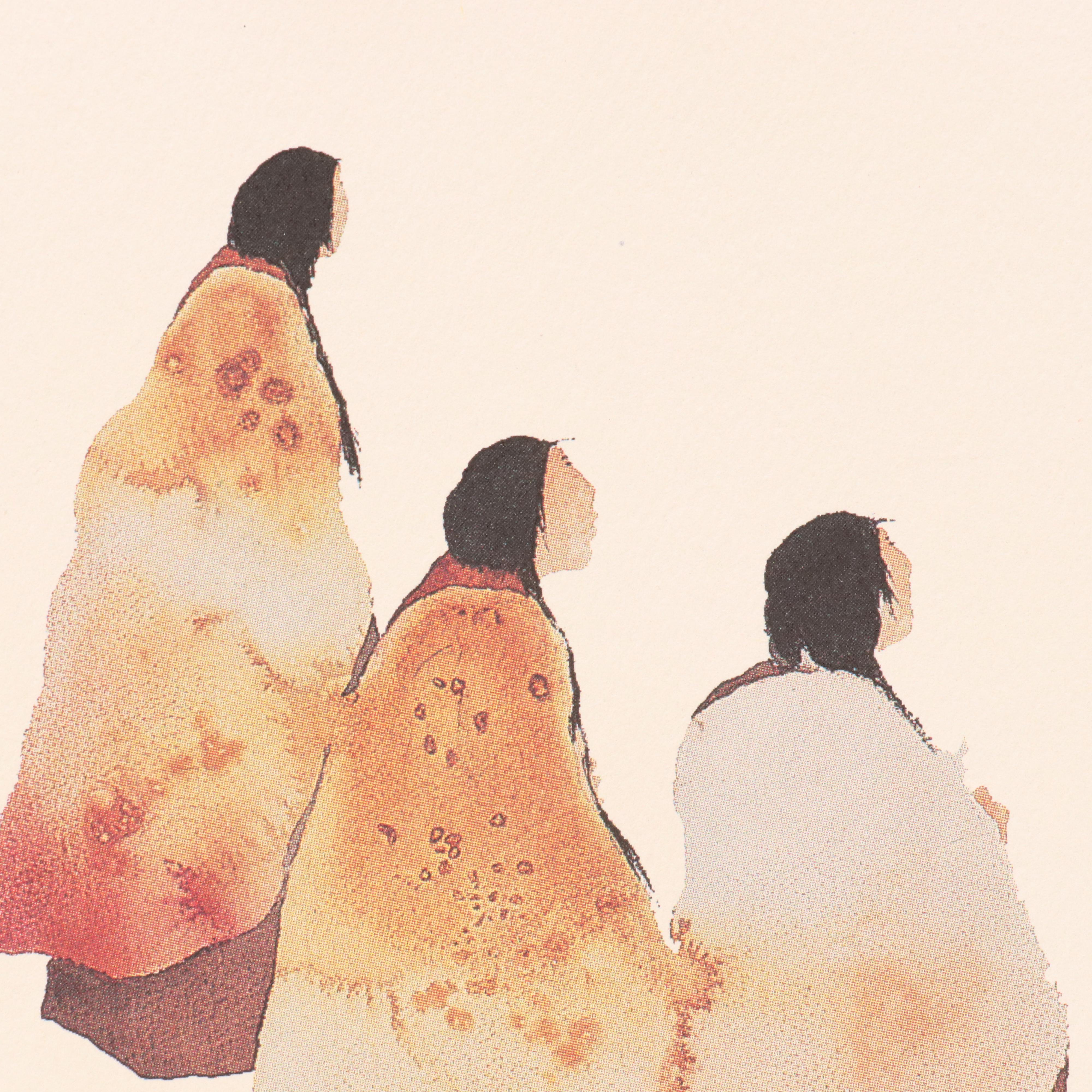 Offset Lithographs After Carol Grigg Cherokee Watercolor Paintings, Circa 2001