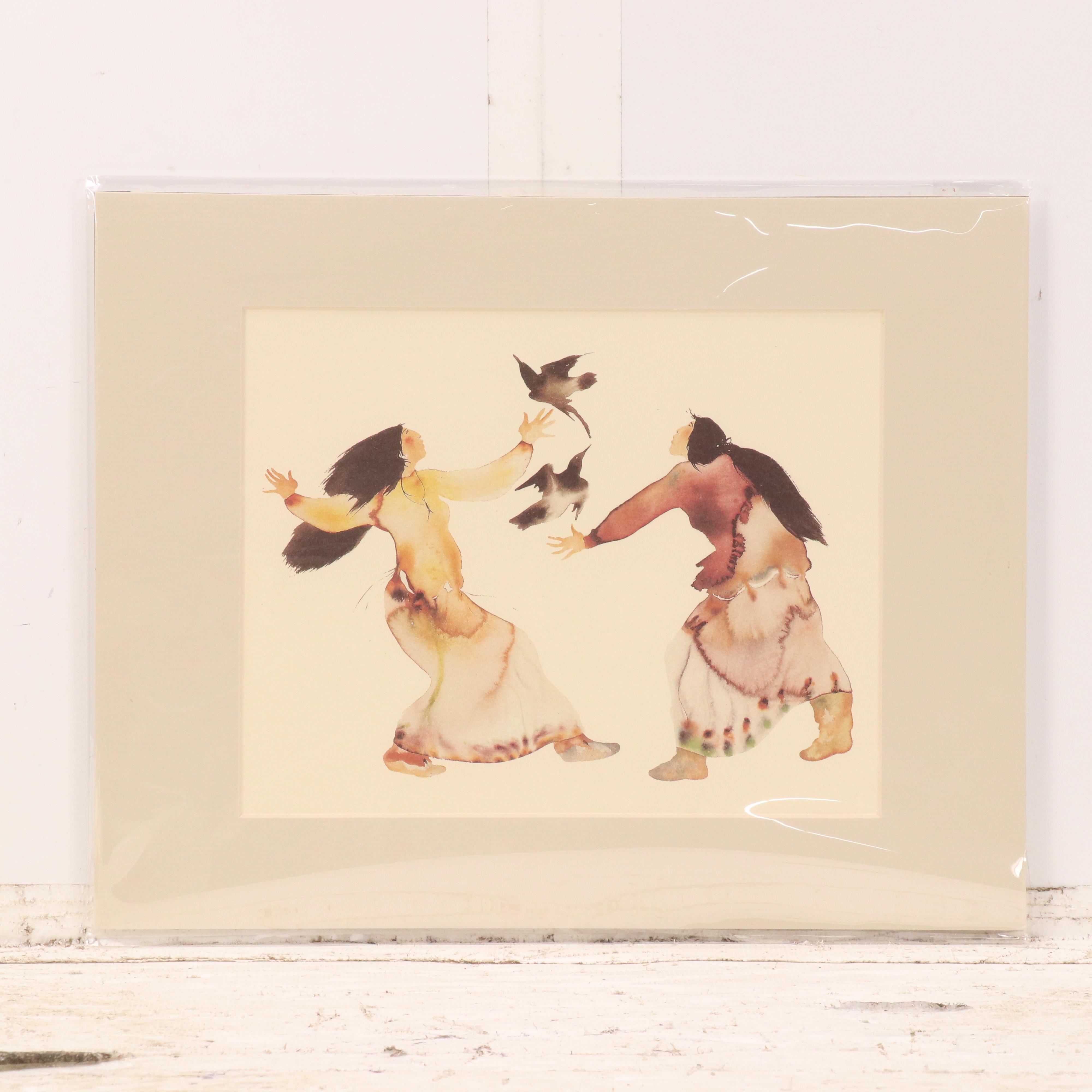 Offset Lithographs After Carol Grigg Cherokee Watercolor Paintings, Circa 2001