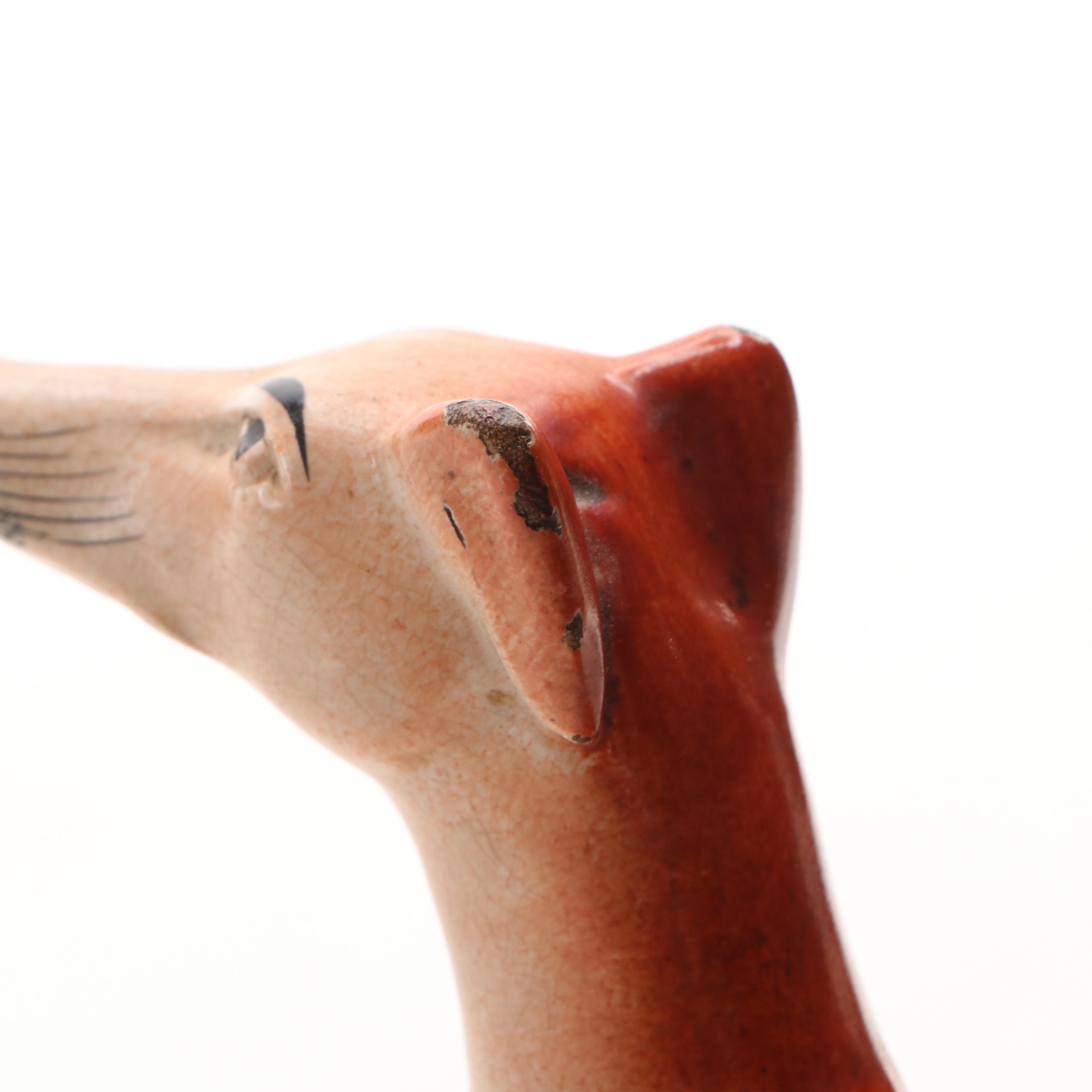 Staffordshire Earthenware Greyhound Pen Holder, Late 19th/Early 20th Century