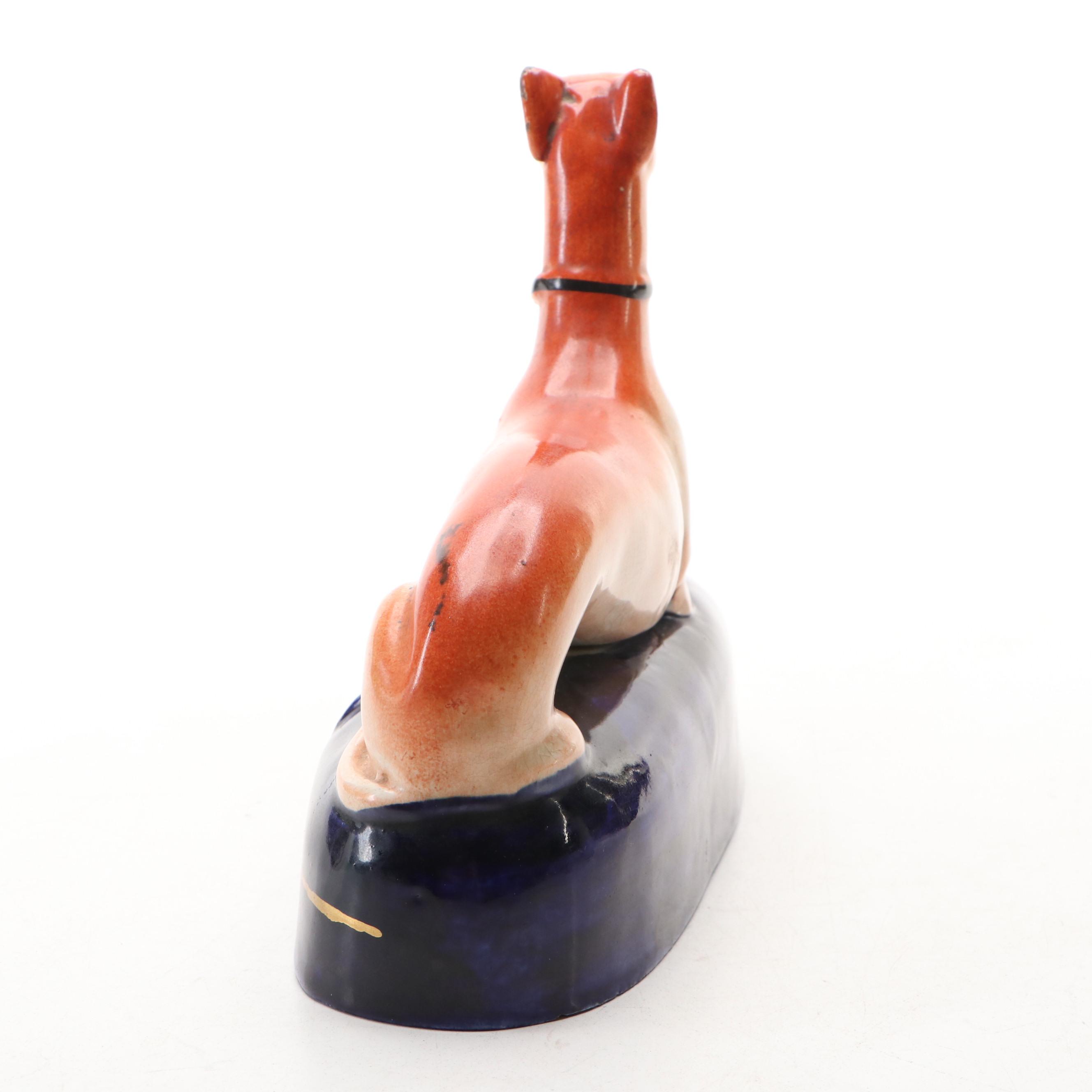 Staffordshire Earthenware Greyhound Pen Holder, Late 19th/Early 20th Century