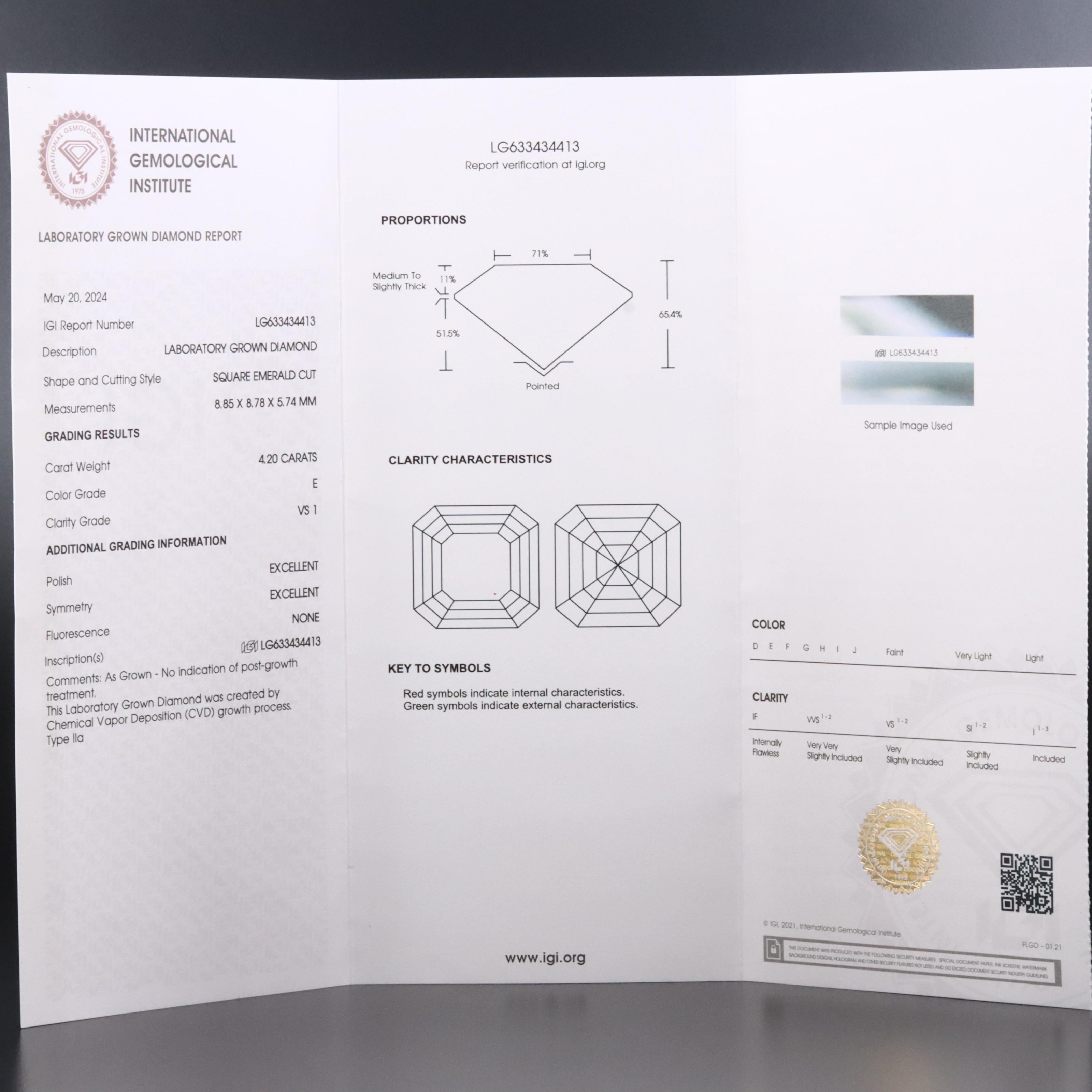 Platinum 4.77 CTW Lab Grown Diamond Ring with IGI Report