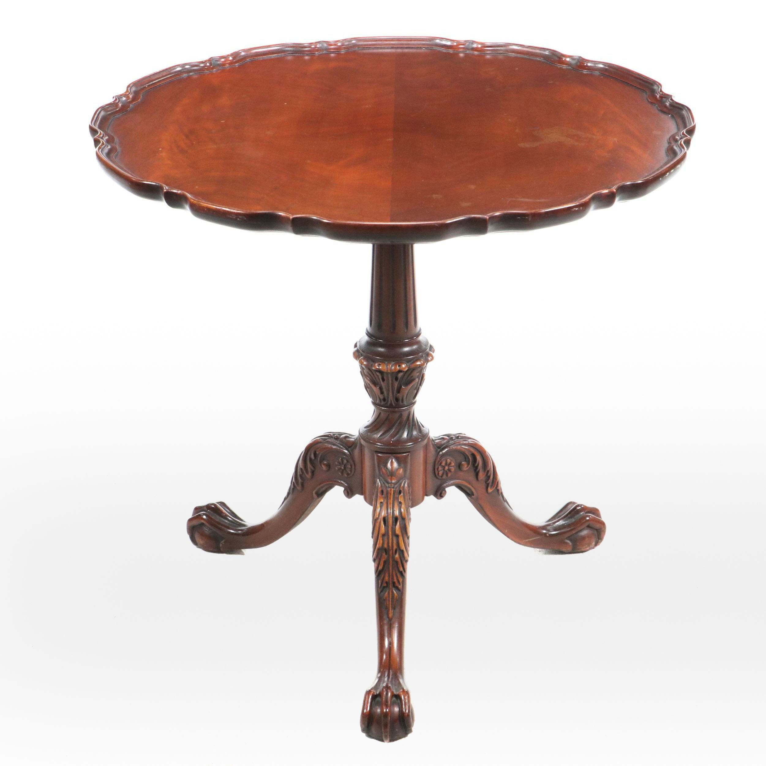 Imperial Chippendale Style Mahogany Piecrust Center Table, Mid-20th Century