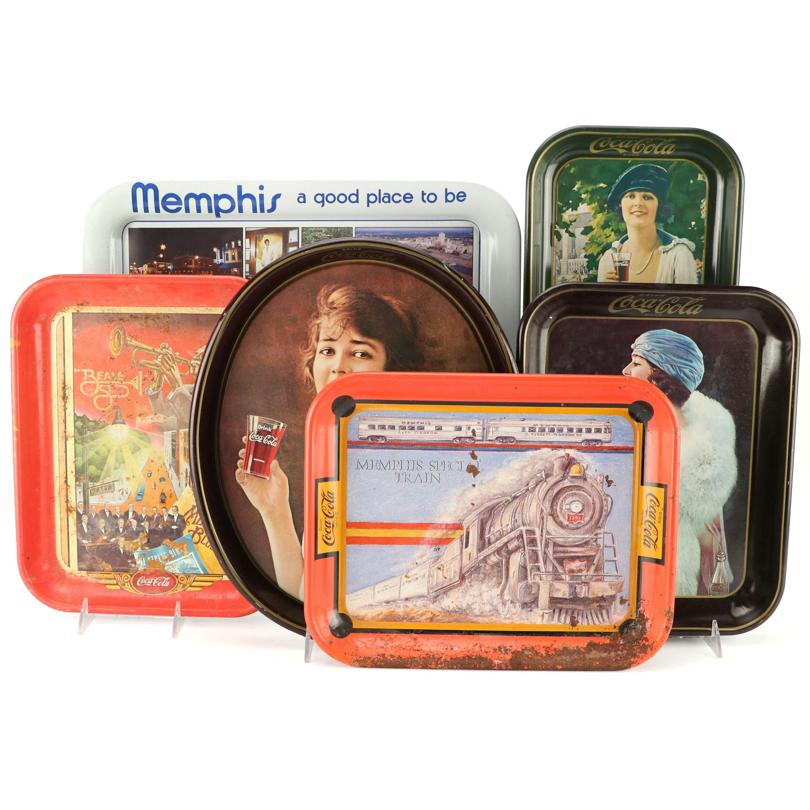 Coca-Cola Metal Reproduction Advertising Trays, Late 20th Century