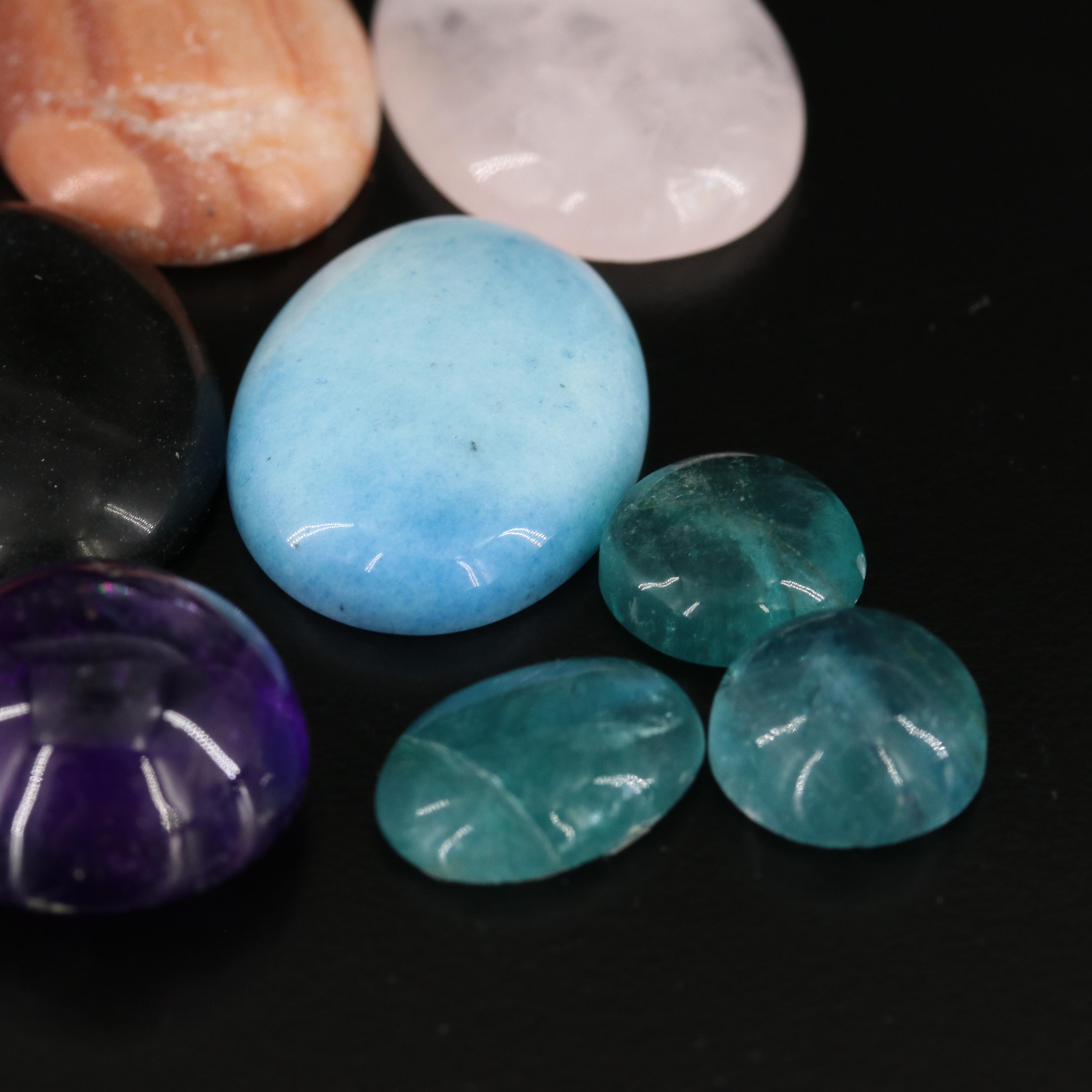 Loose Gemstone Collection Featuring Amethyst, Rose Quartz and Jasper