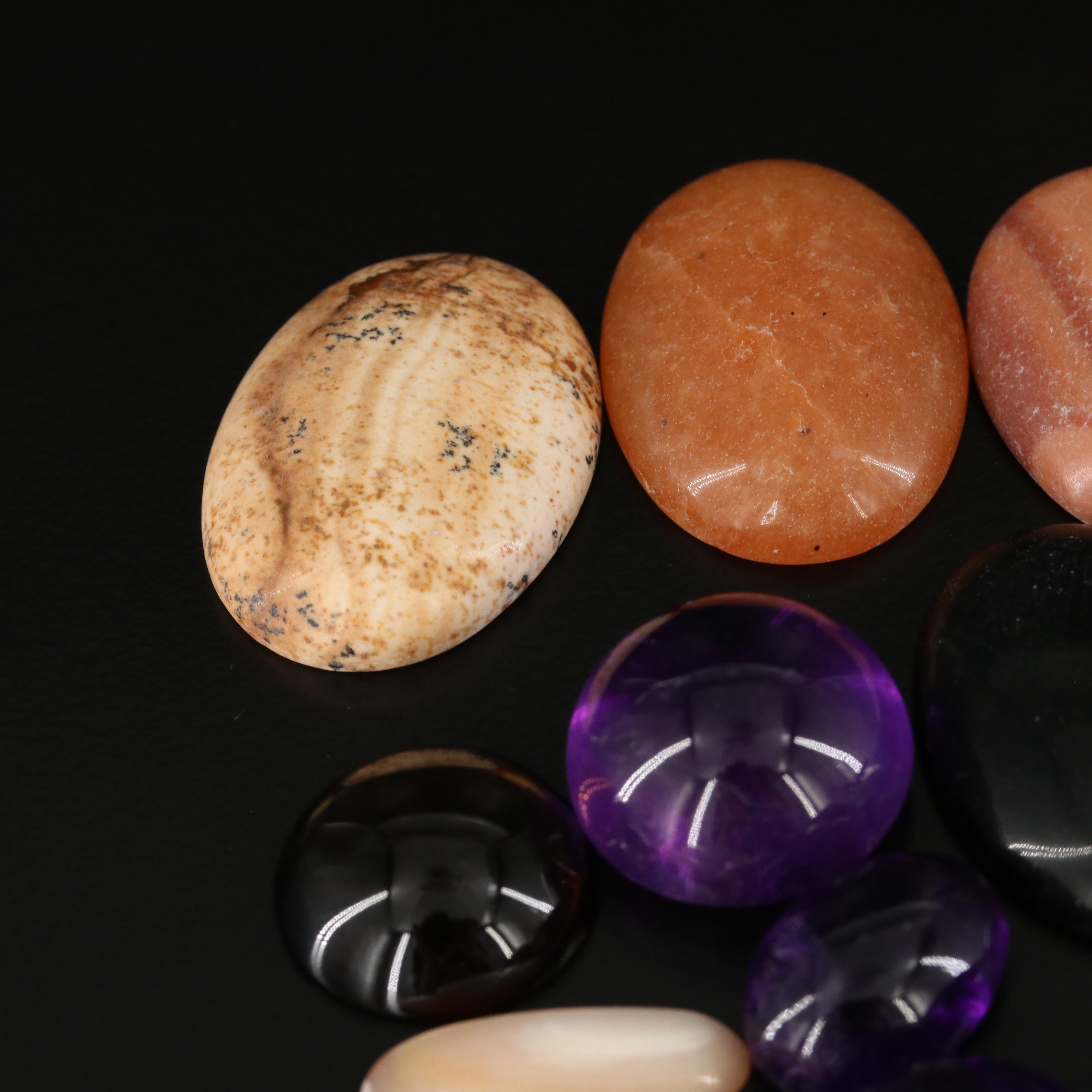 Loose Gemstone Collection Featuring Amethyst, Rose Quartz and Jasper