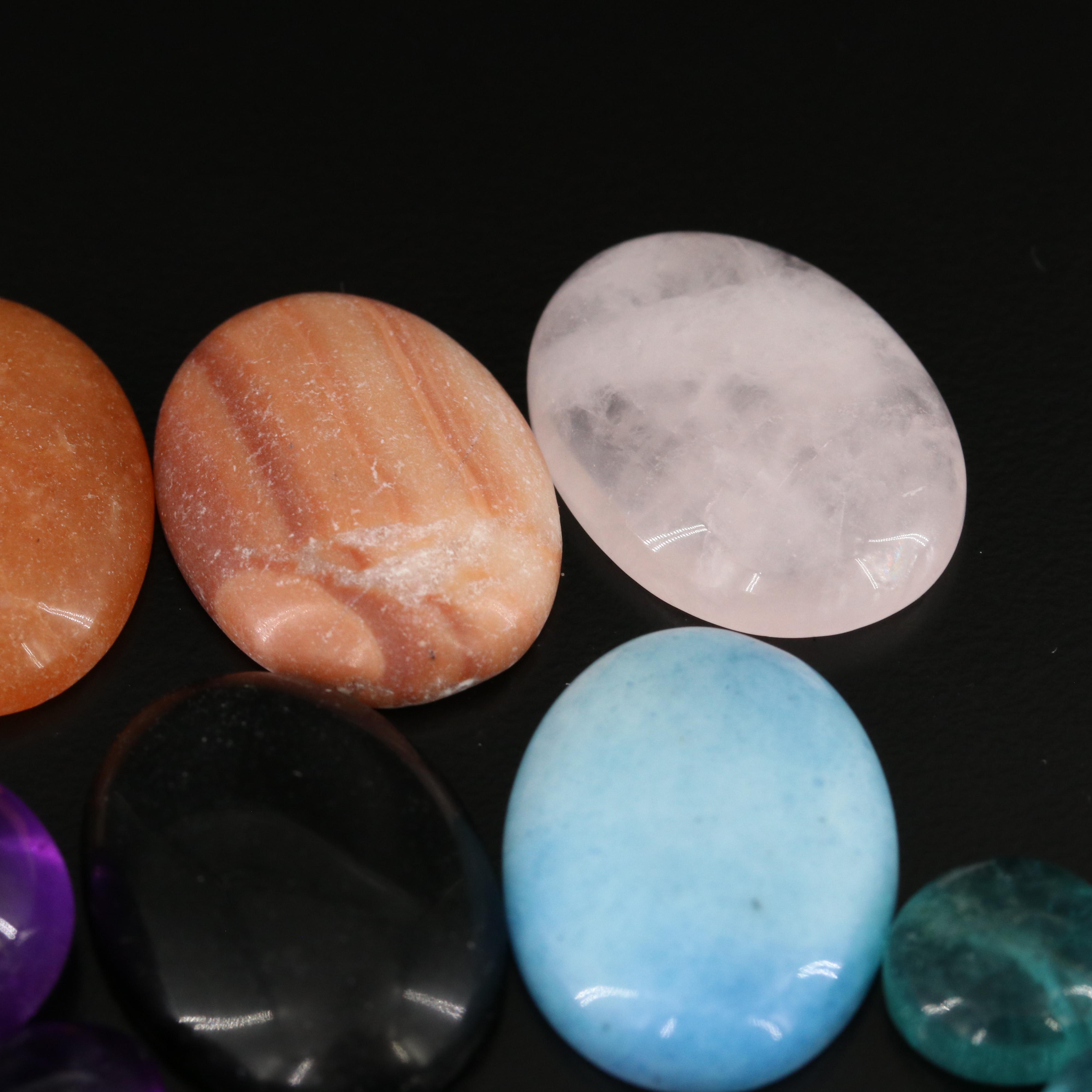 Loose Gemstone Collection Featuring Amethyst, Rose Quartz and Jasper