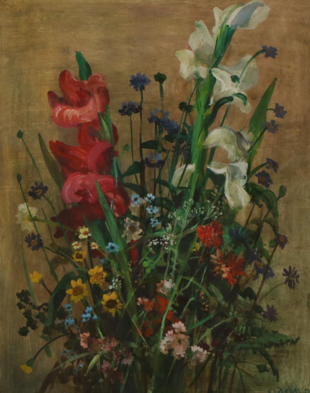 Leo Deck "Blooms" Floral Oil Painting, 1951