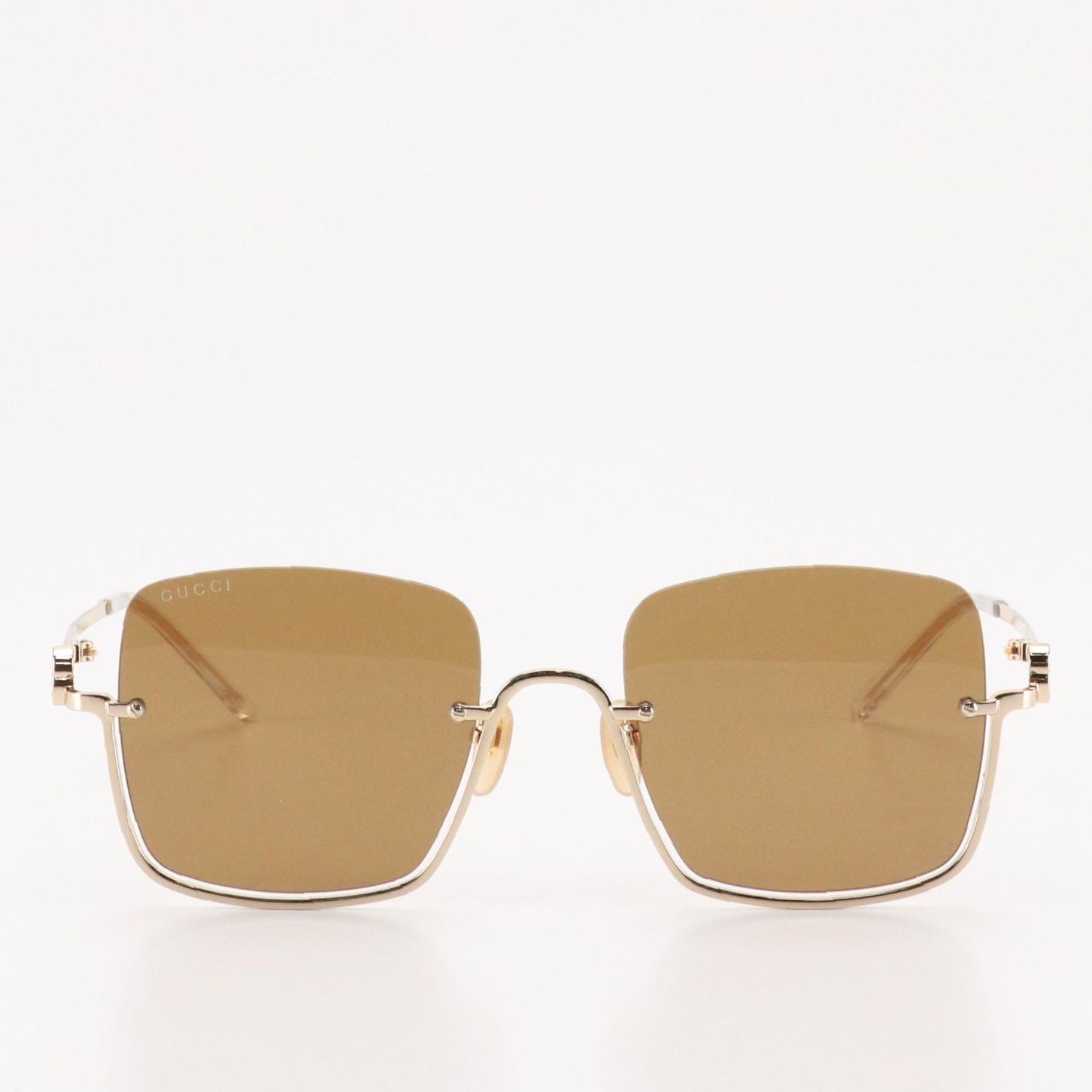 Gucci GG1279S 002 Brown/Gold Half-Rim Square Sunglasses in Case