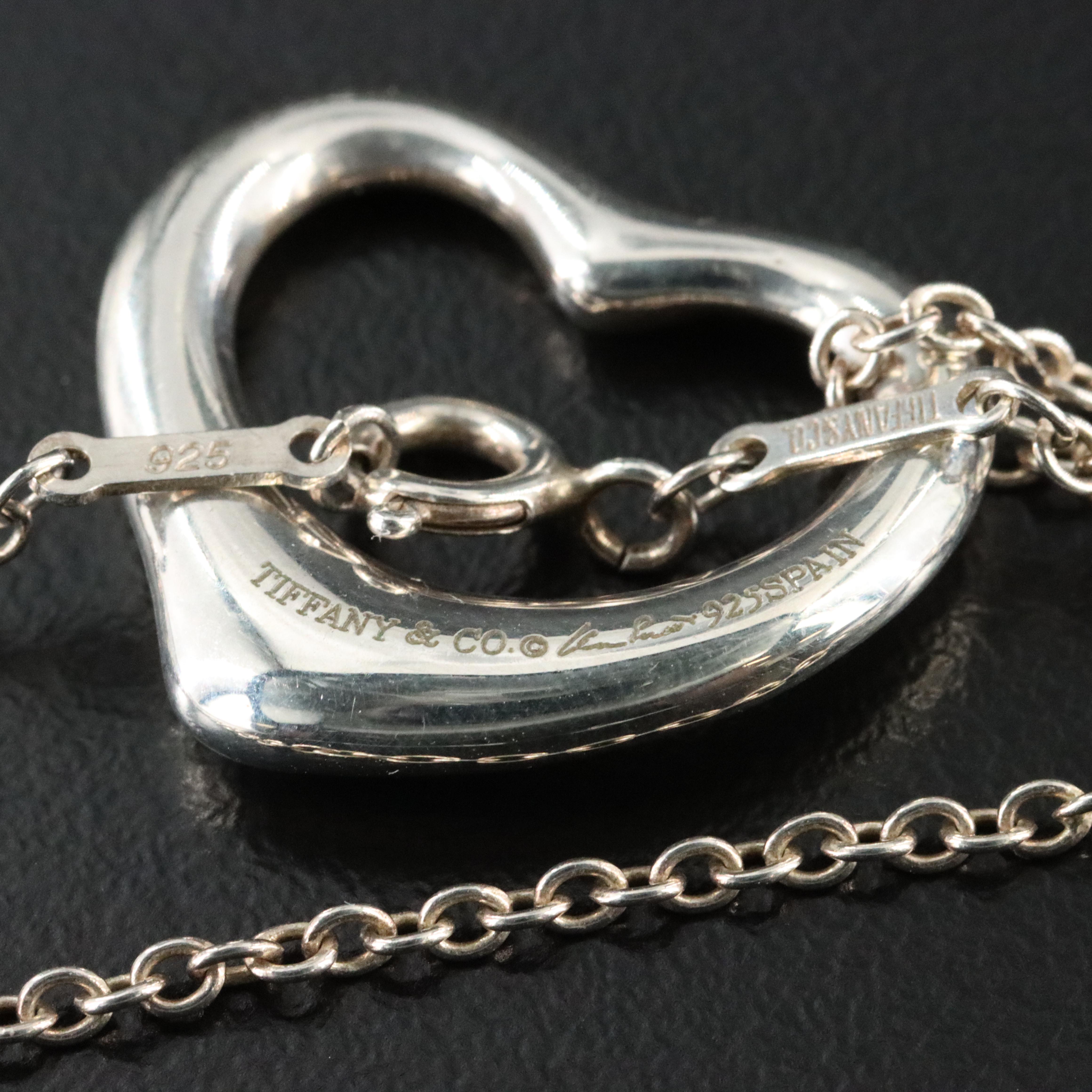 Elsa Peretti for Tiffany & Co. Open Heart Sterling Pendant Necklace