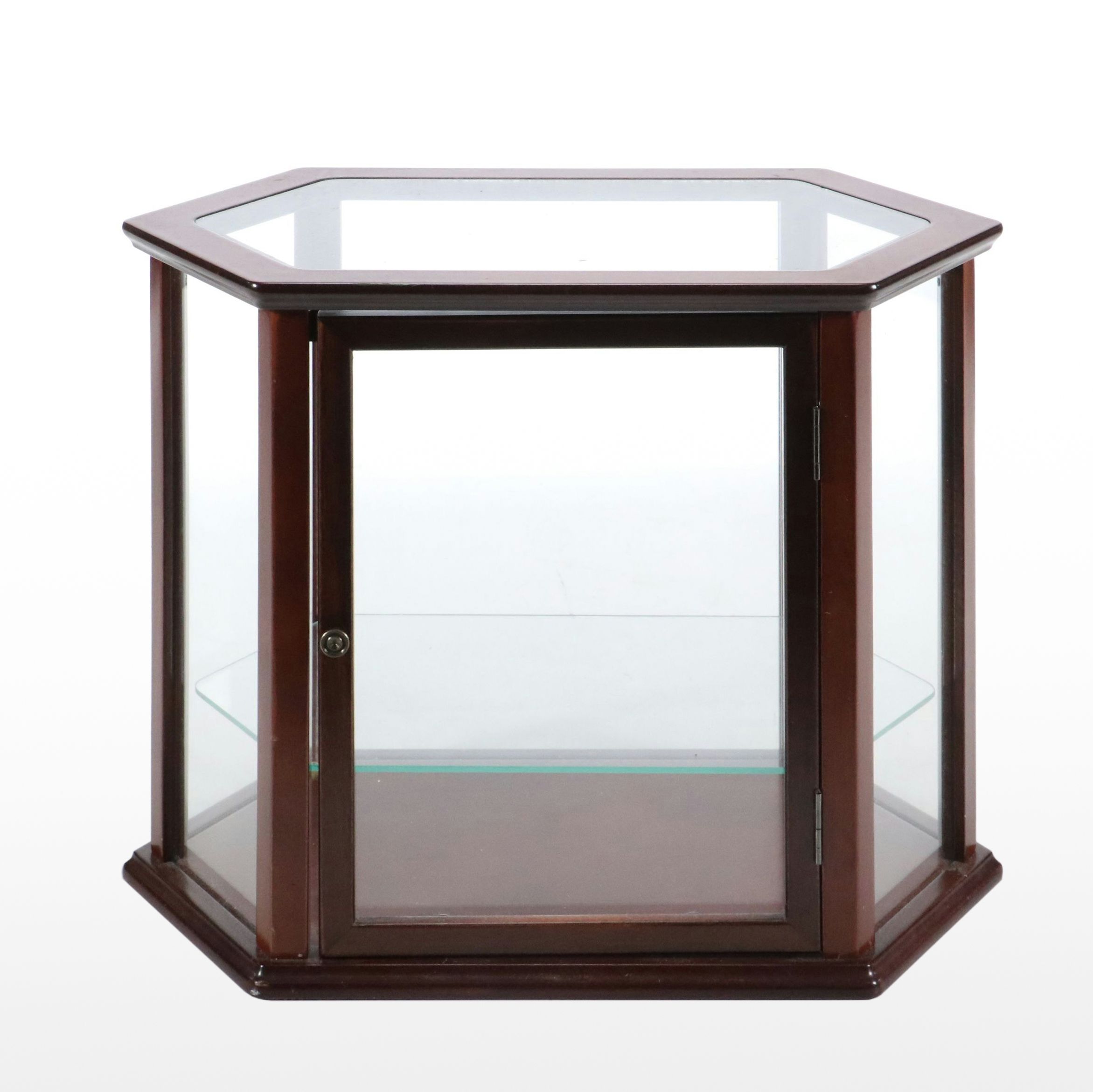 The Bombay Company Mahogany Finish and Glass Countertop Display Cabinet