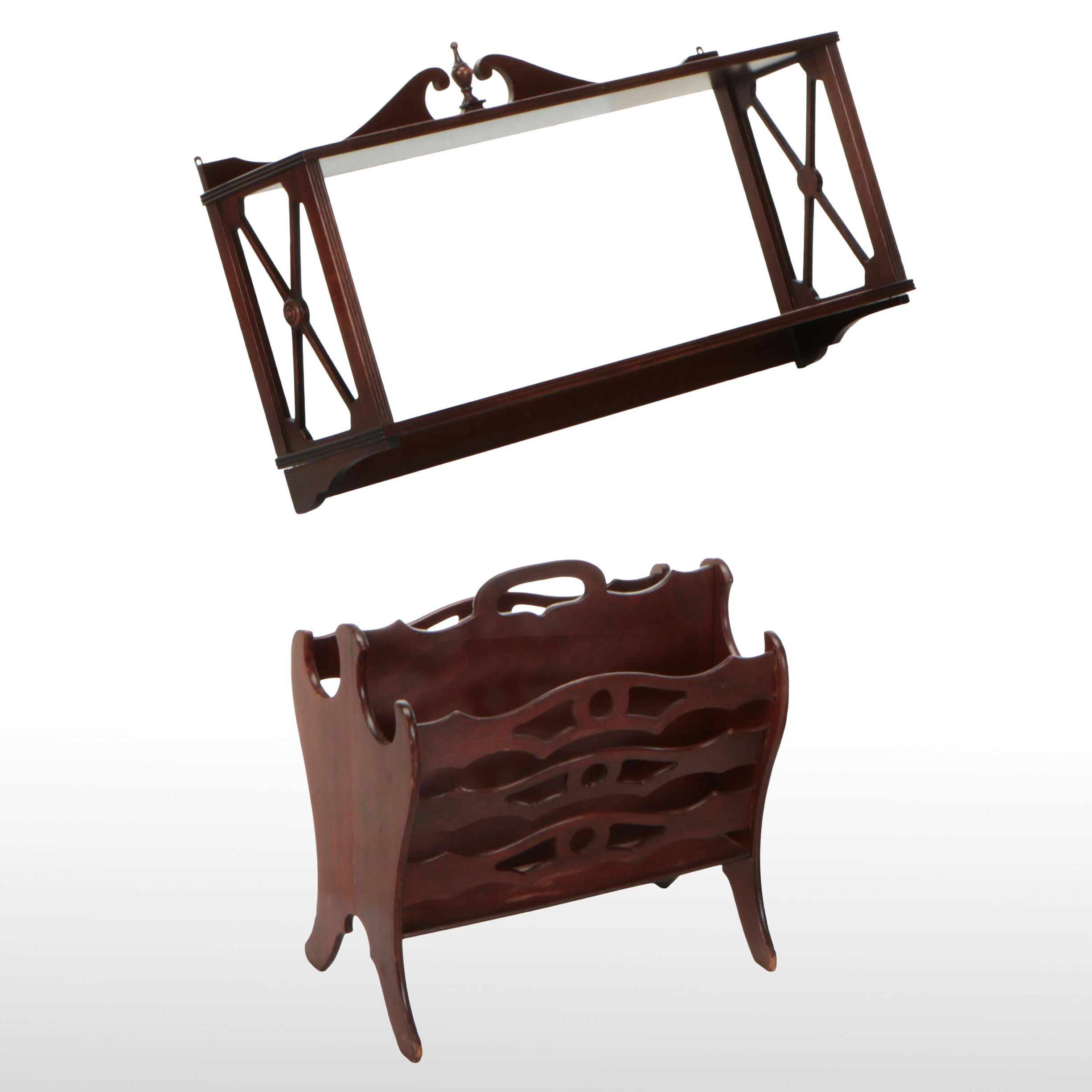 Ferguson Federal Style Mahogany Wall Shelf and Magazine Rack