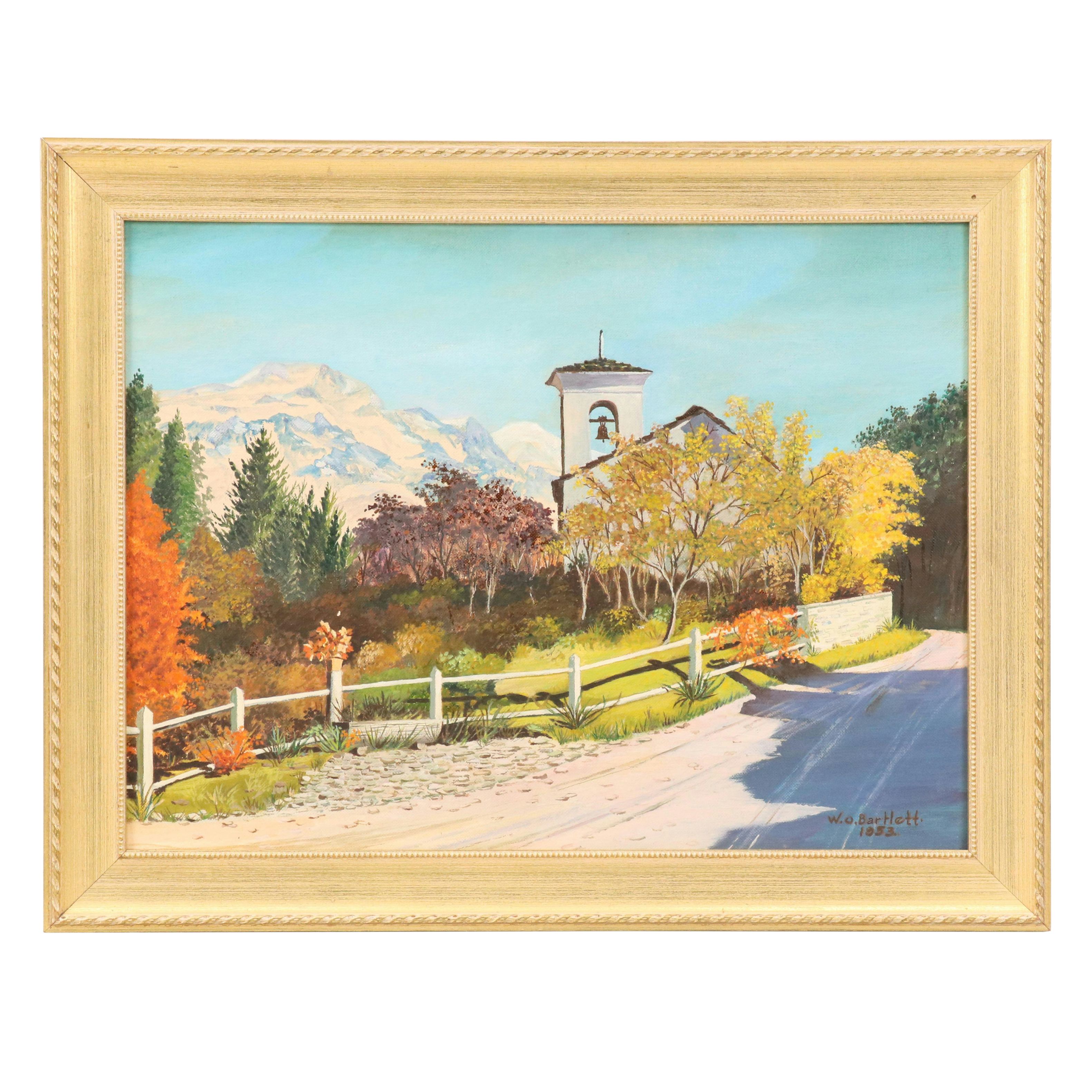 W. O. Bartlett Alpine Landscape Oil Painting, 1953