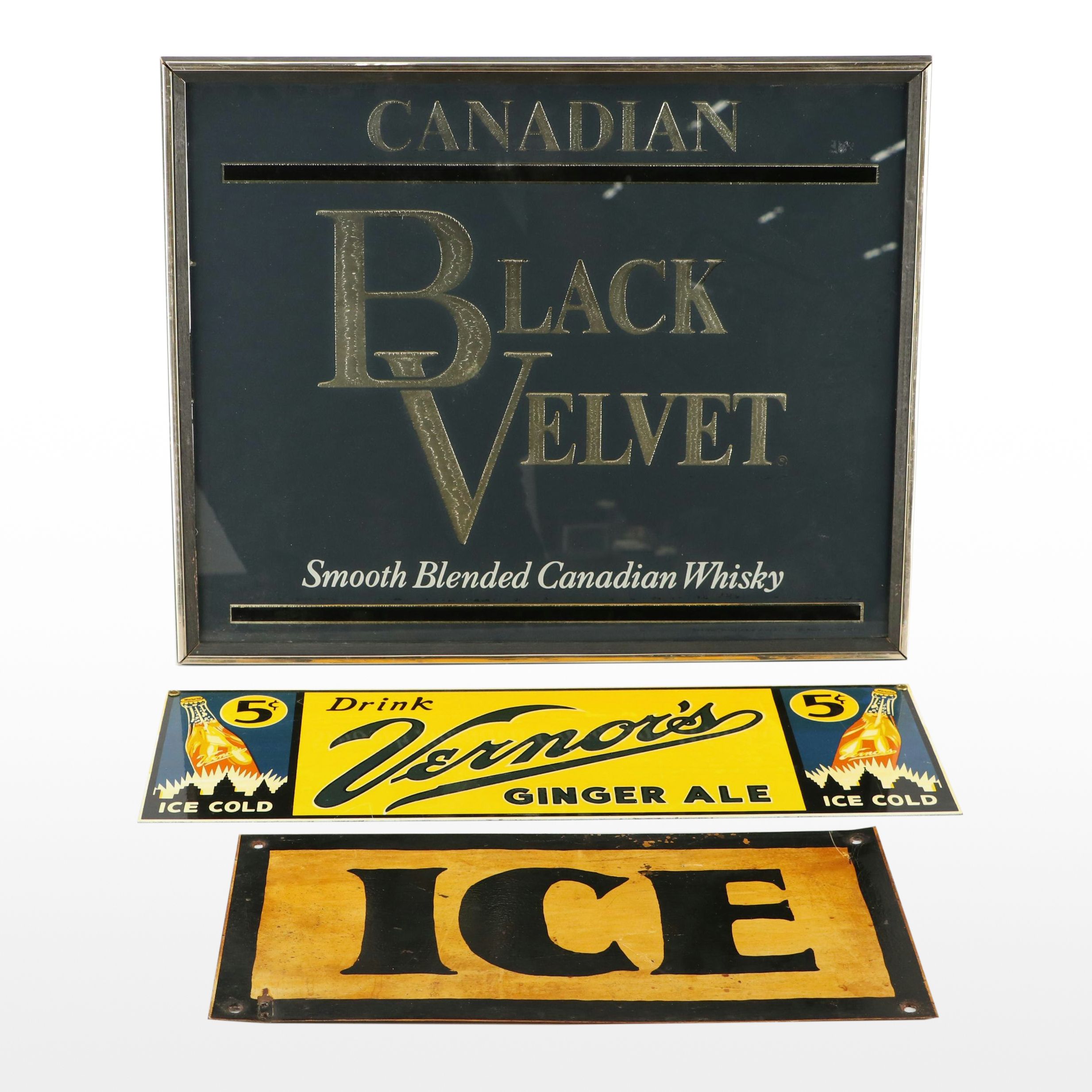 Black Velvet Whiskey and More Beverage Advertising Signs