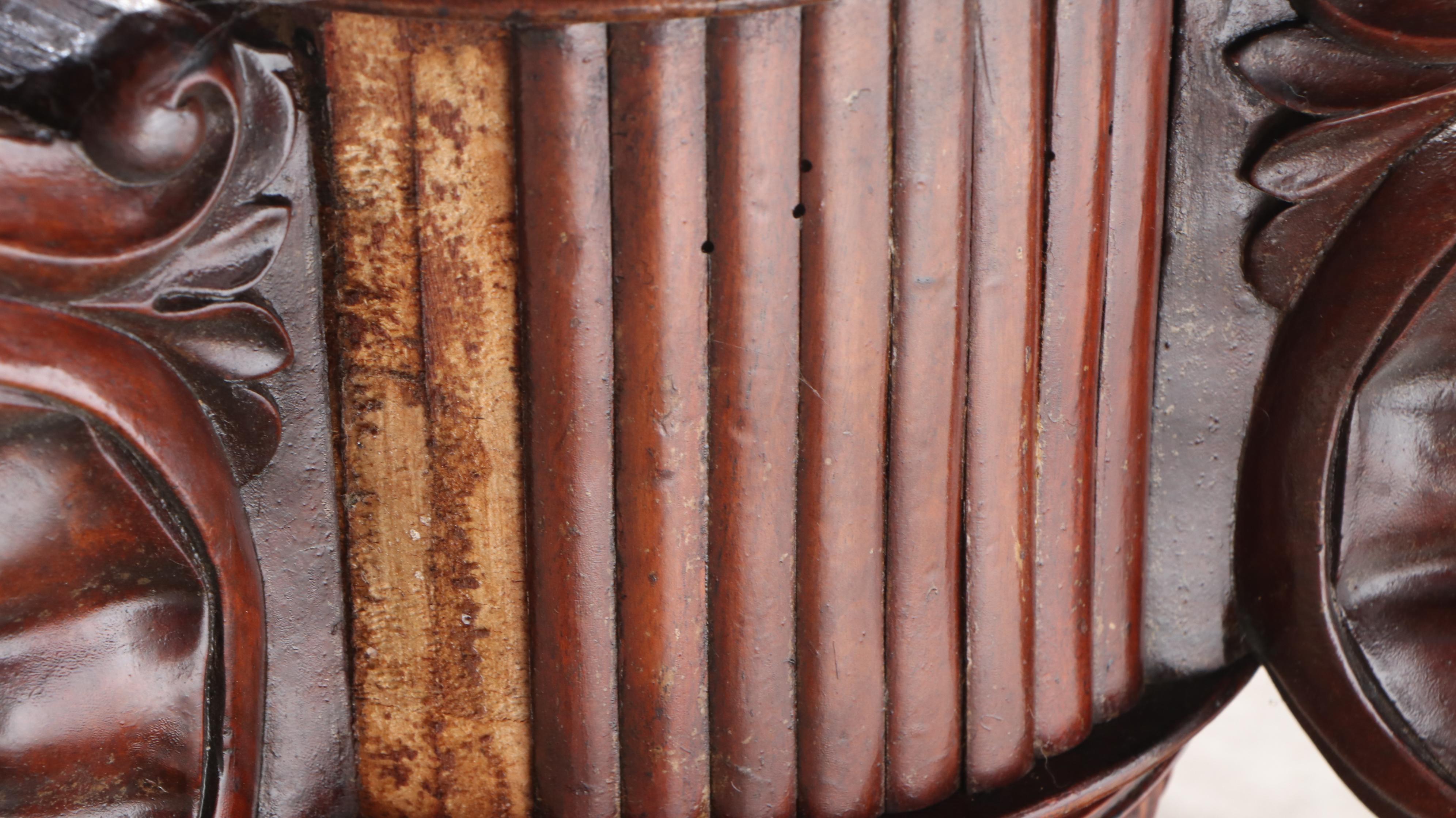 Victorian Style Carved Wood Marble Top Hall Table