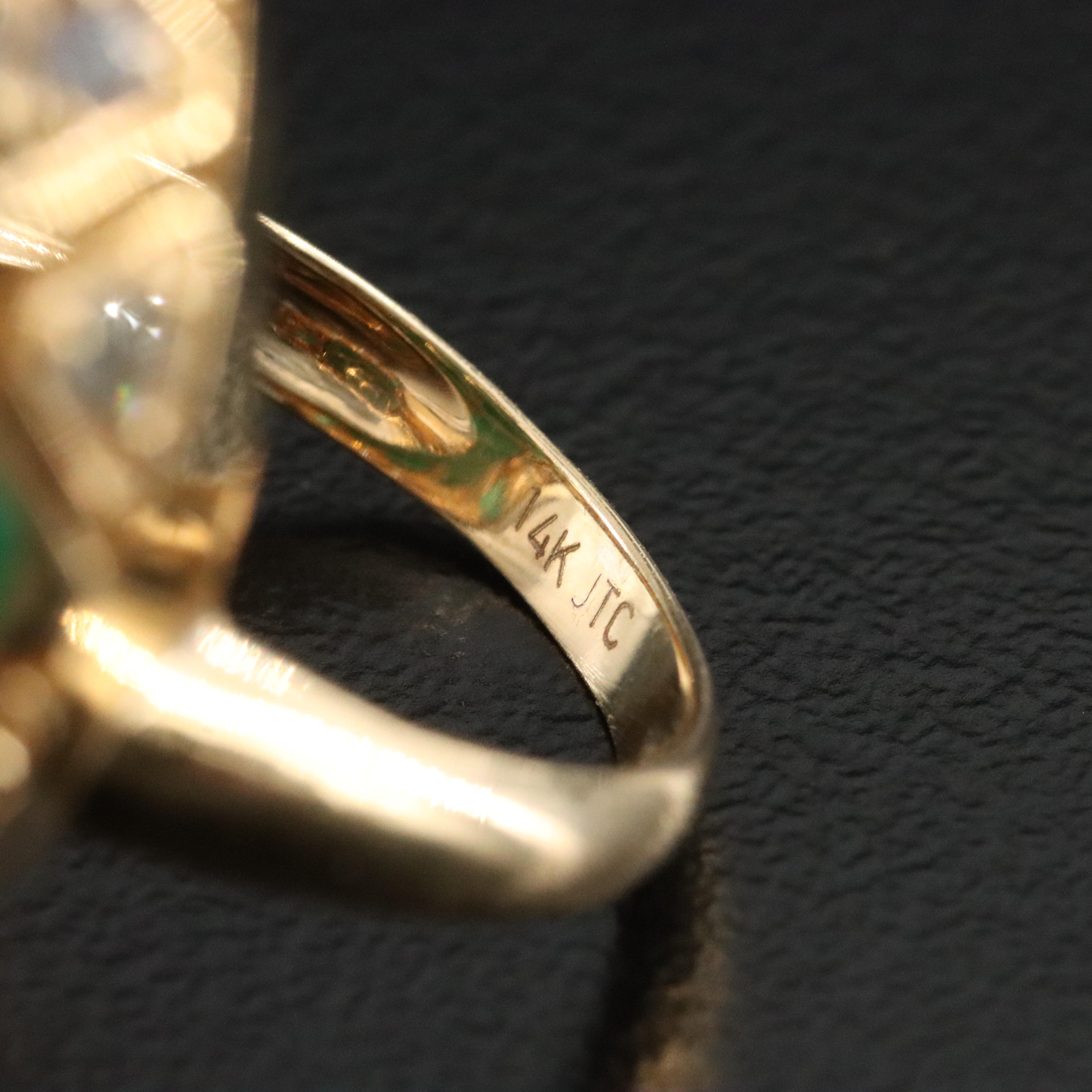 14K 34.23 CT Carved Emerald, Sapphire, and Diamond Ring with IGI Jewelry Report