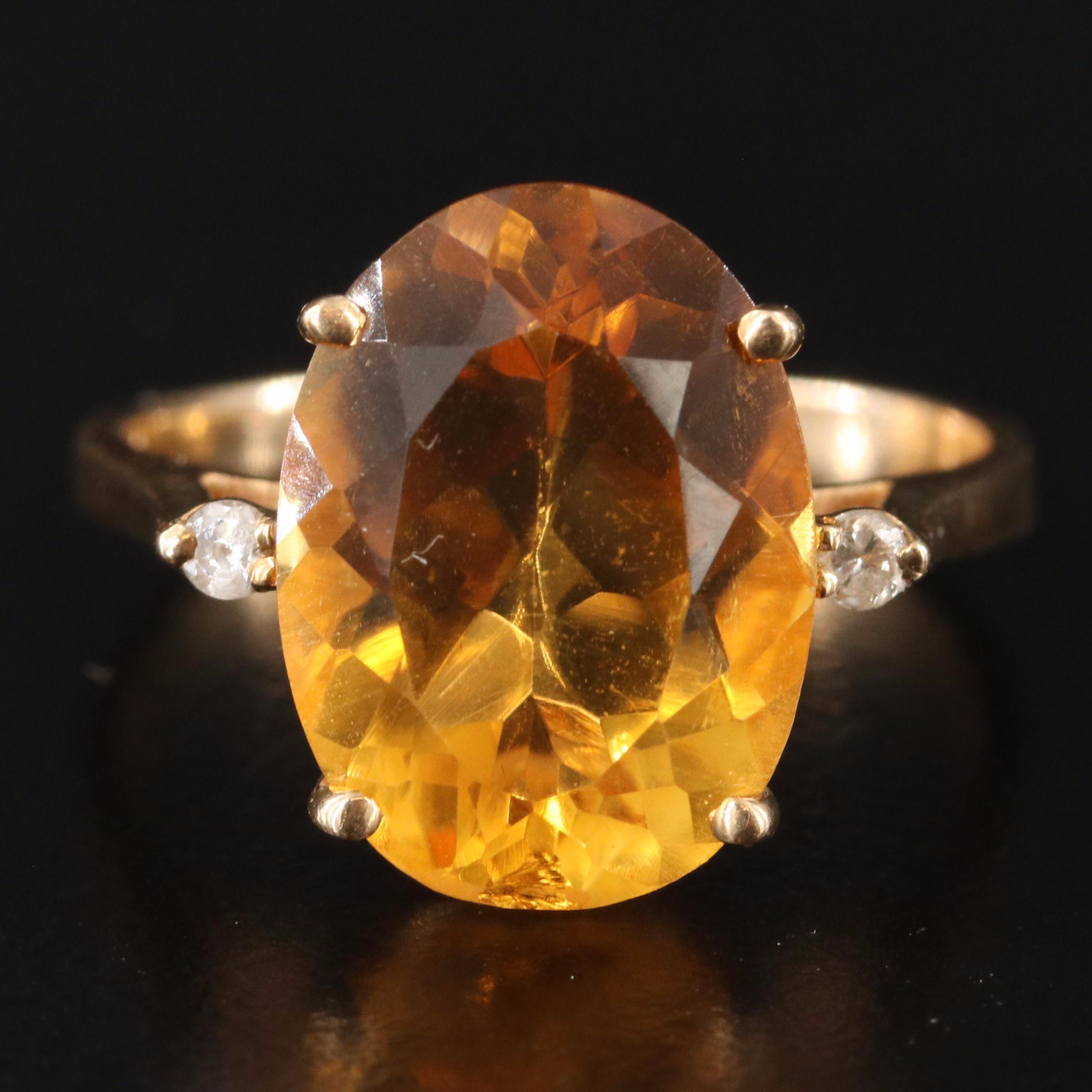 14K Citrine and Diamond Ring