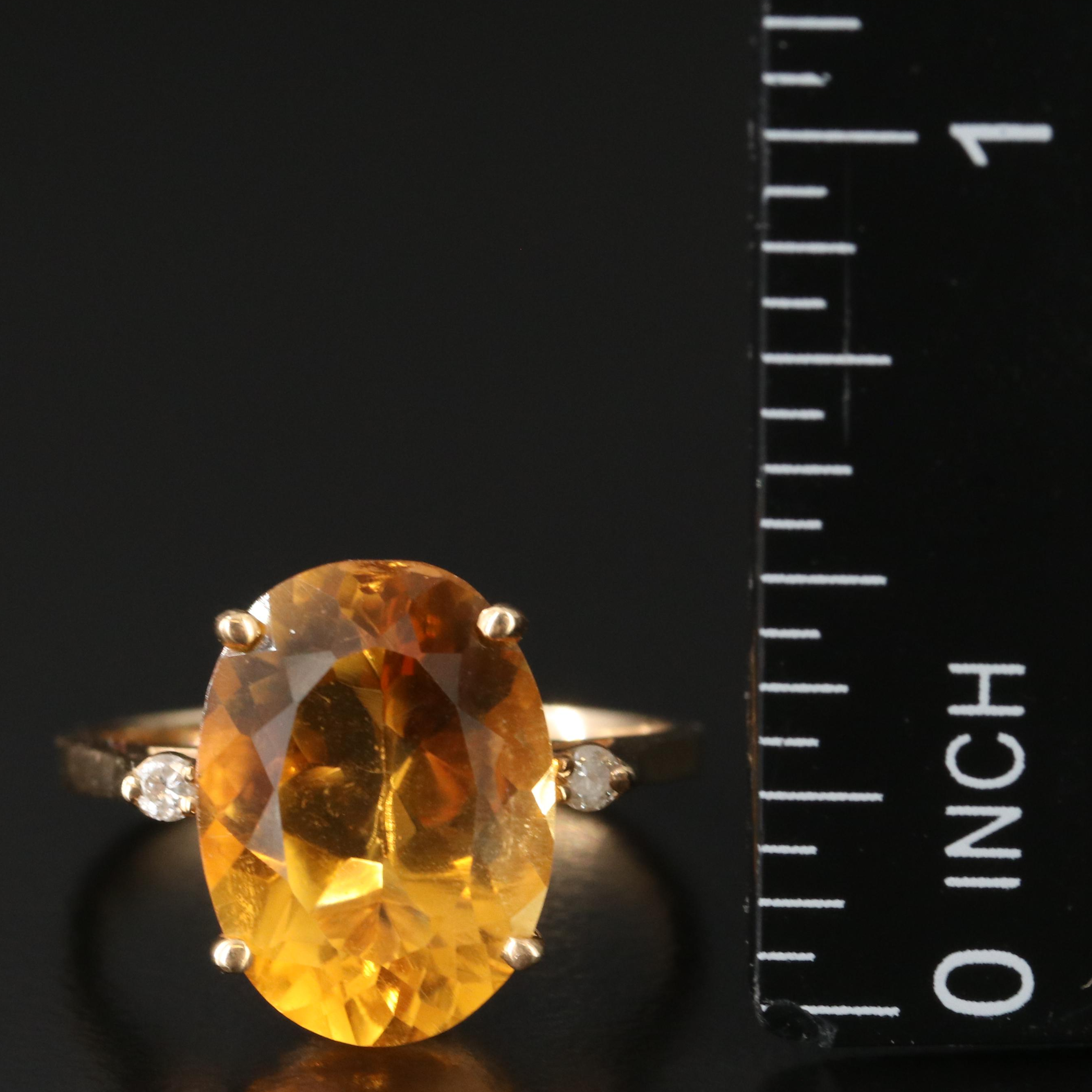 14K Citrine and Diamond Ring