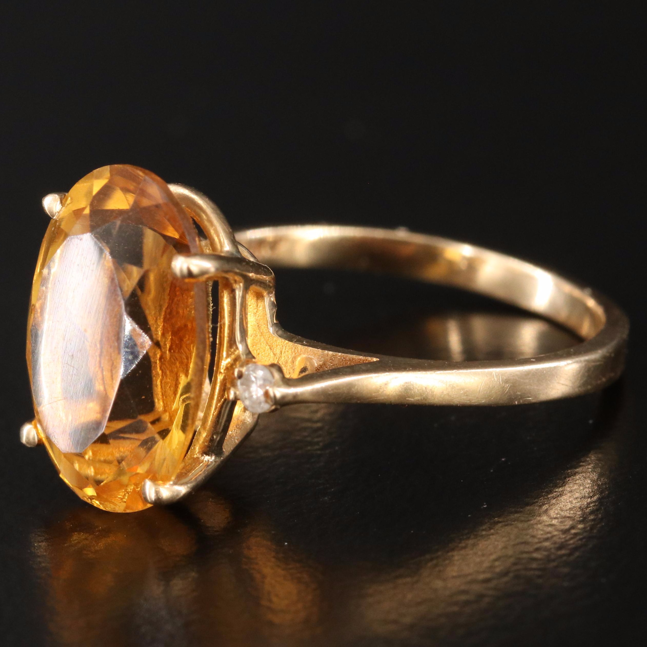 14K Citrine and Diamond Ring