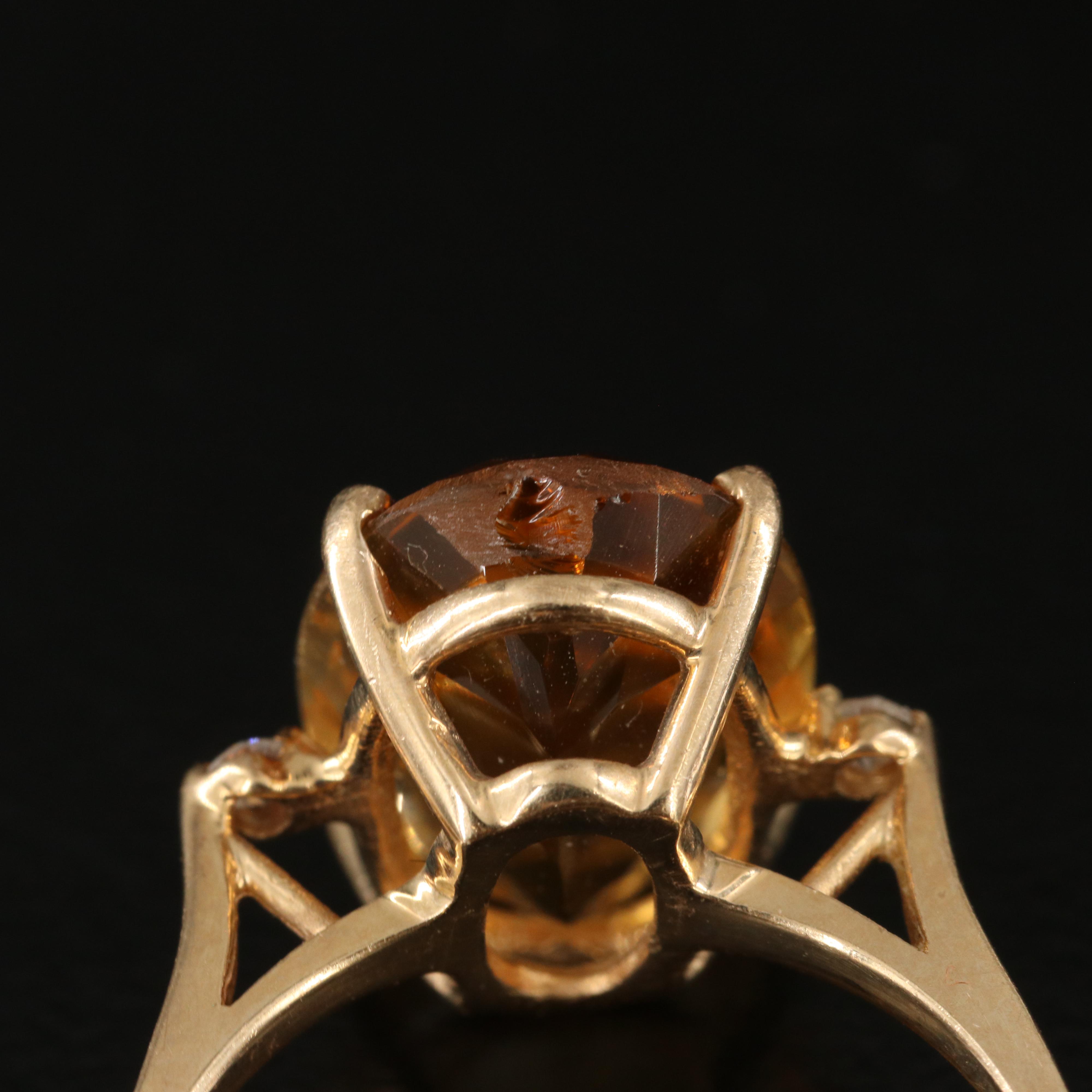 14K Citrine and Diamond Ring