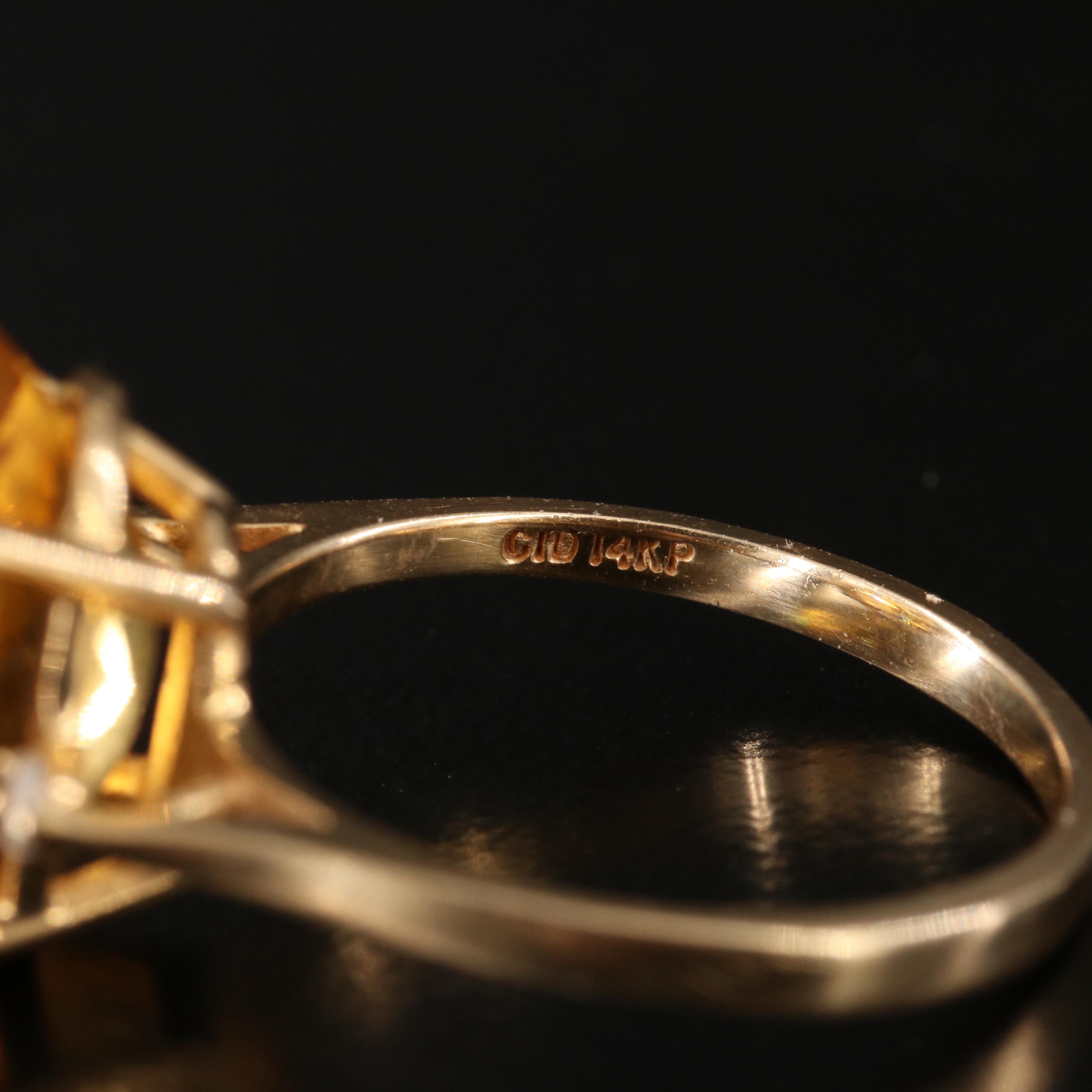 14K Citrine and Diamond Ring