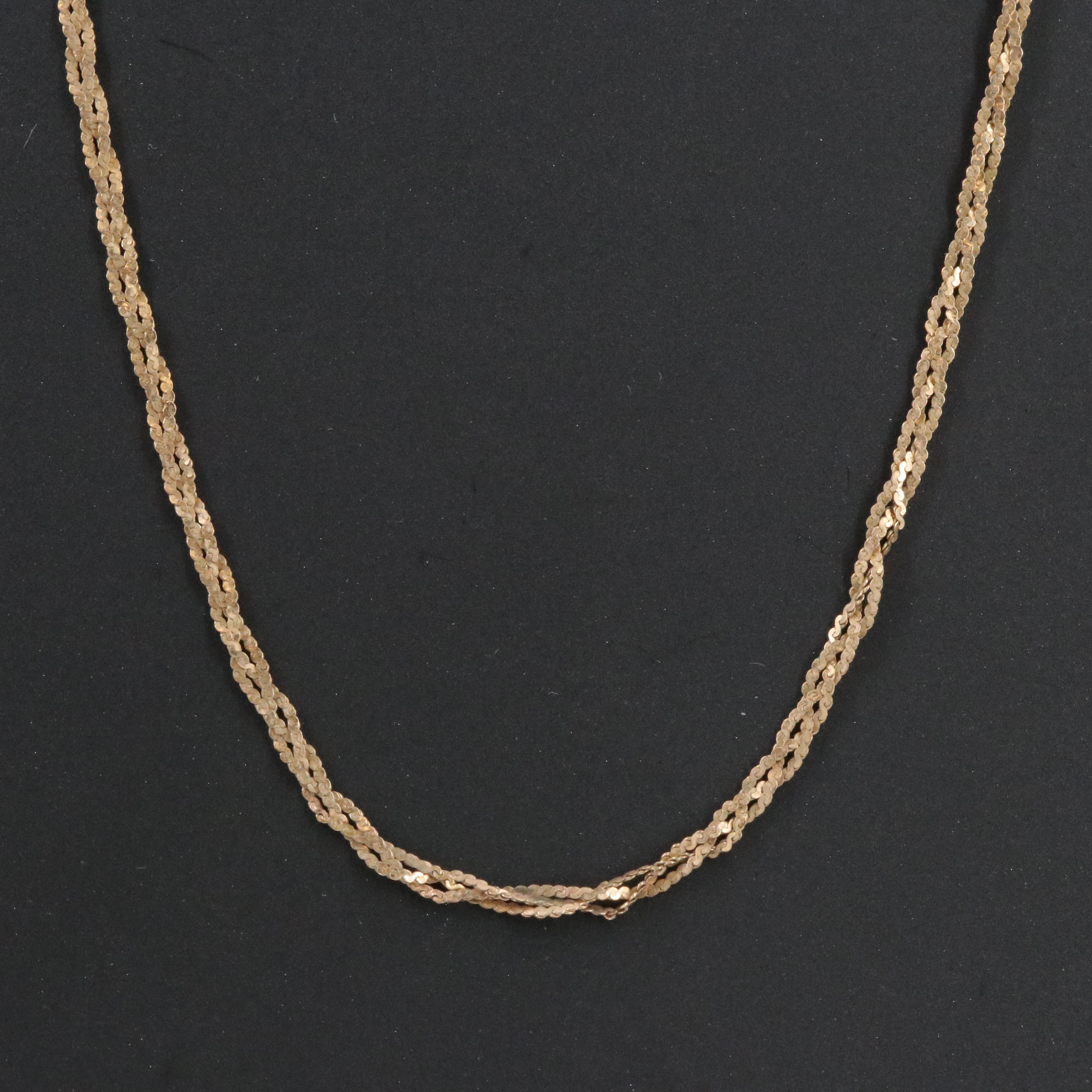 14K Braided Serpentine Chain Necklace