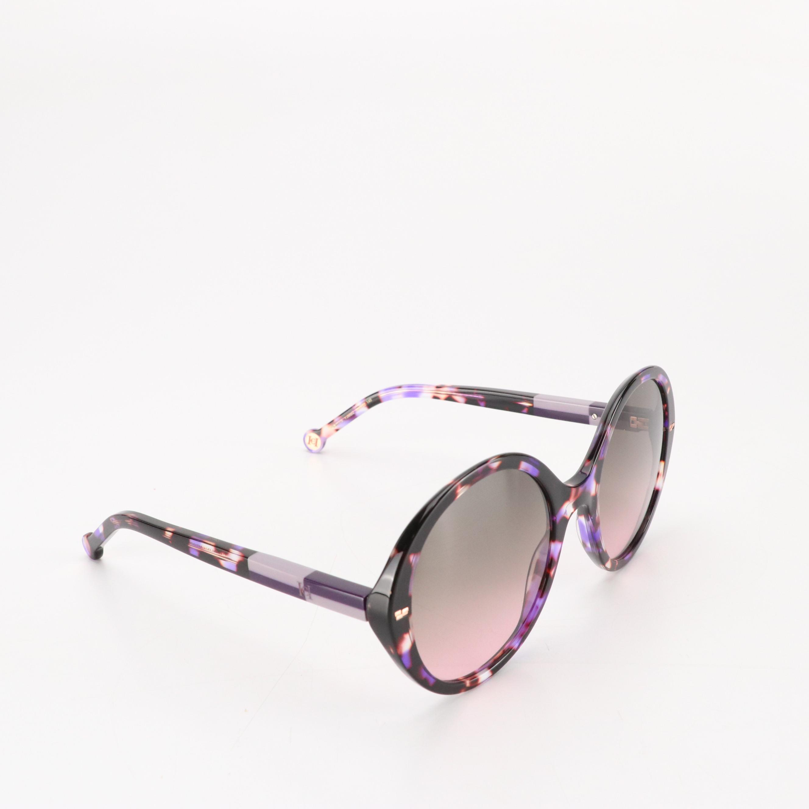 Carolina Herrera HER0177/S Violet Havana Round Oversized Sungalsses with Case