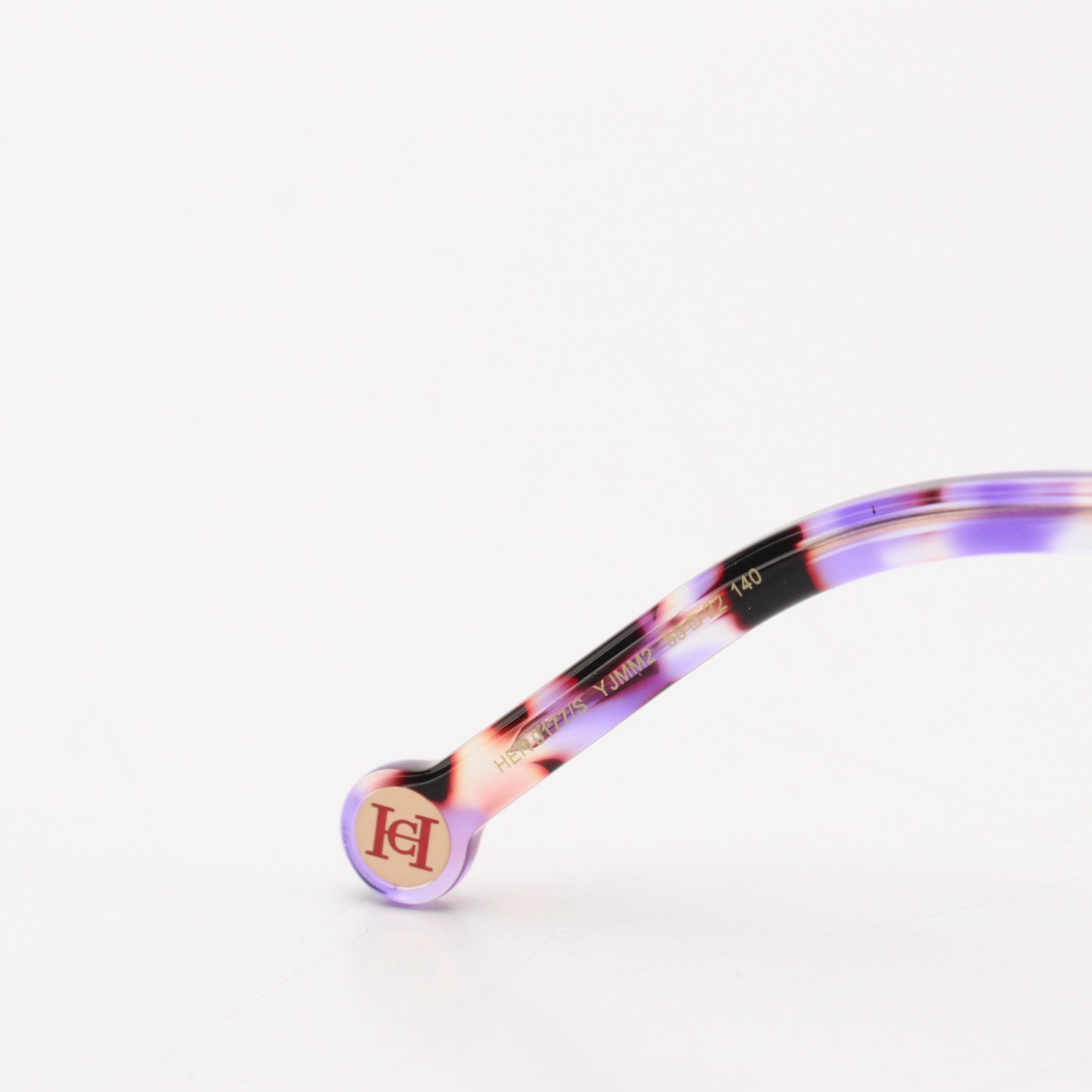 Carolina Herrera HER0177/S Violet Havana Round Oversized Sungalsses with Case