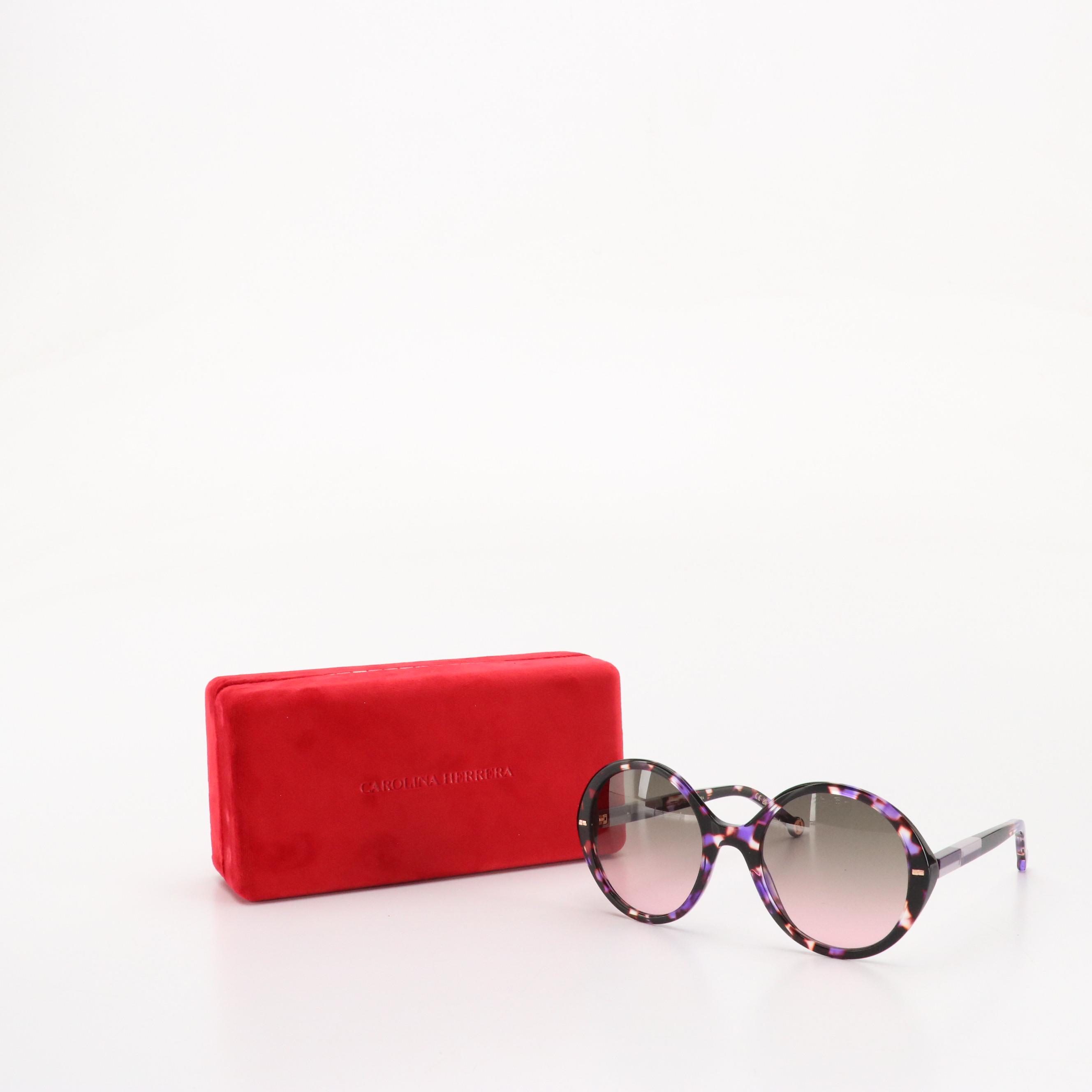 Carolina Herrera HER0177/S Violet Havana Round Oversized Sunglasses with Case