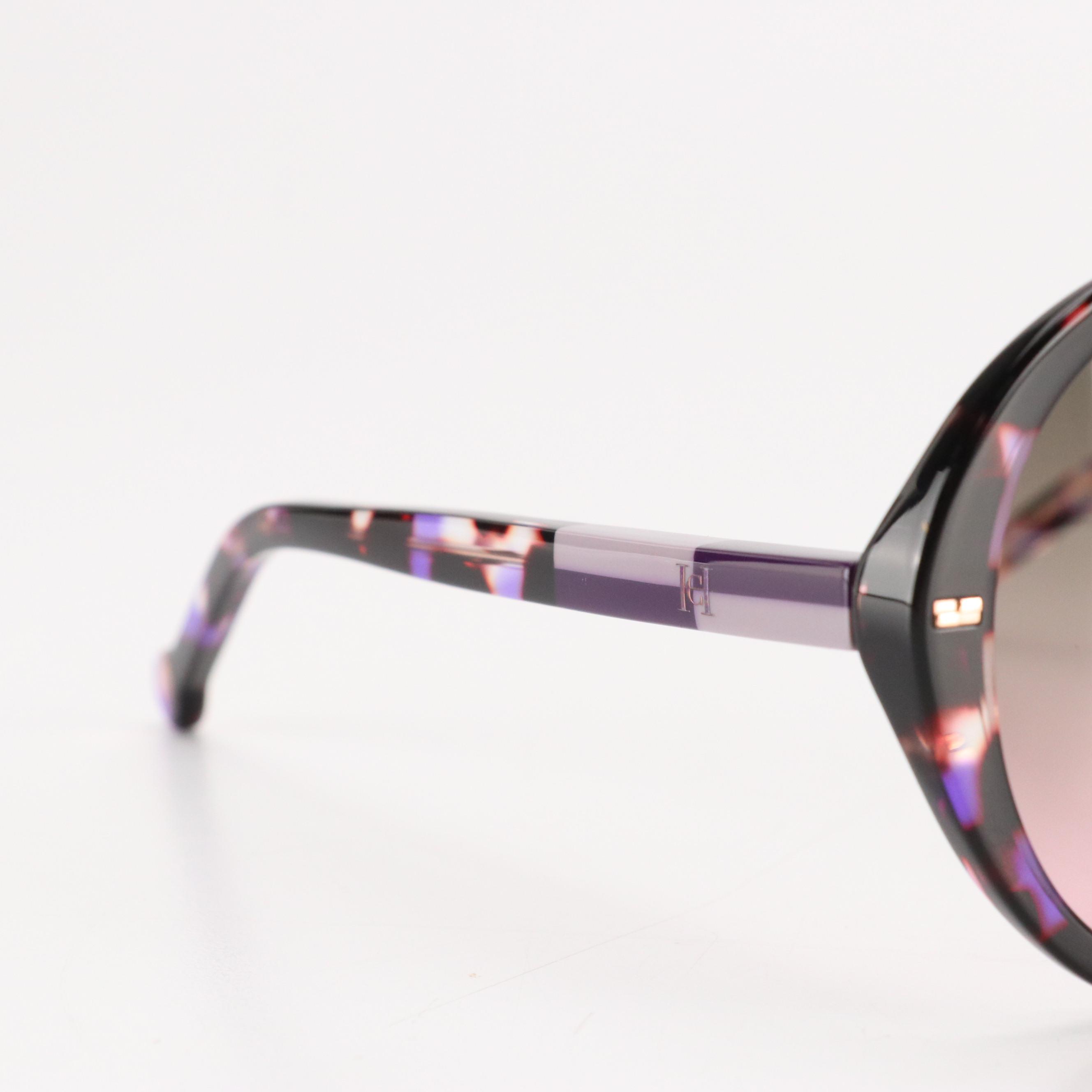 Carolina Herrera HER0177/S Violet Havana Round Oversized Sunglasses with Case