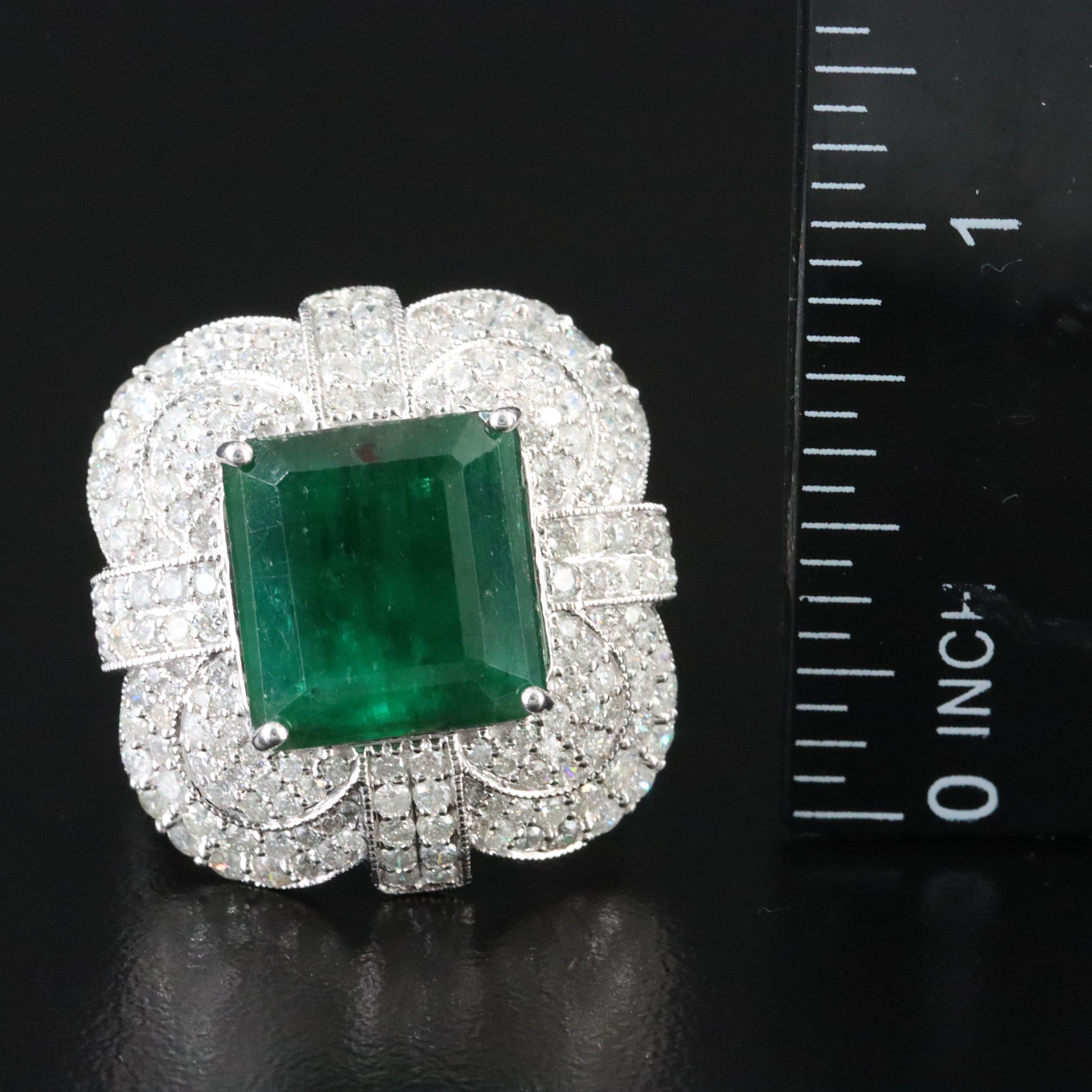 14K 7.78 CT Emerald and 2.46 CTW Diamond Ring