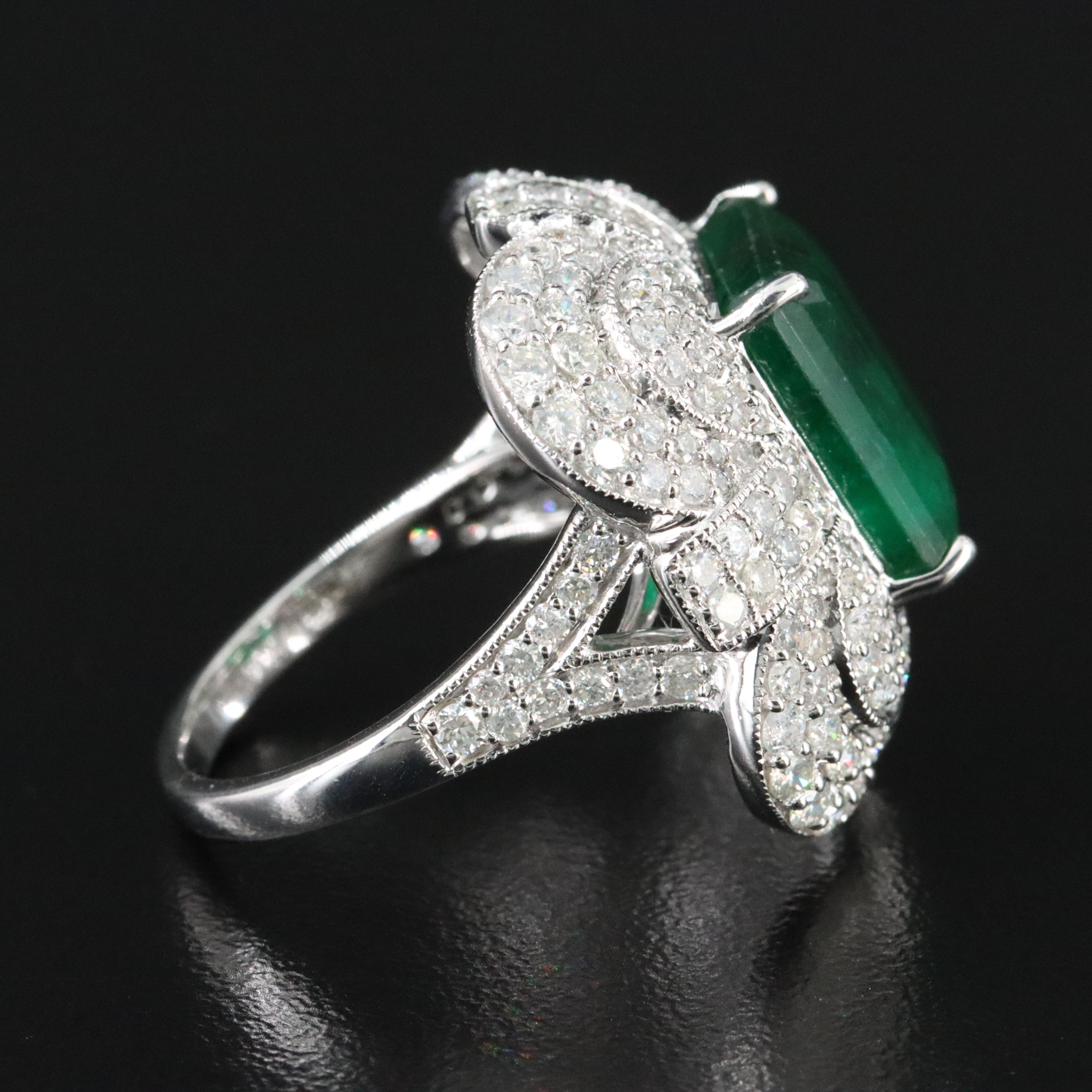 14K 7.78 CT Emerald and 2.46 CTW Diamond Ring