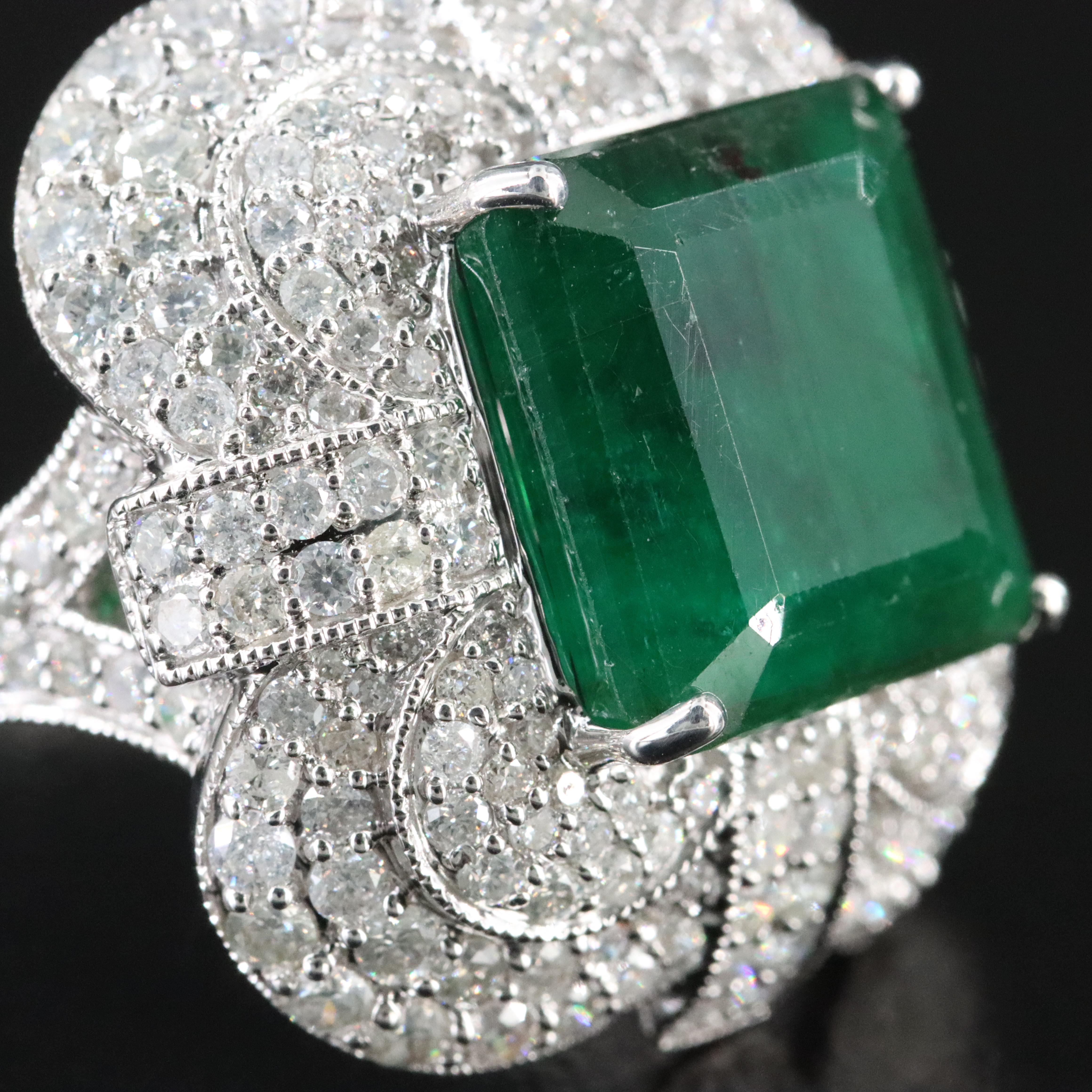 14K 7.78 CT Emerald and 2.46 CTW Diamond Ring