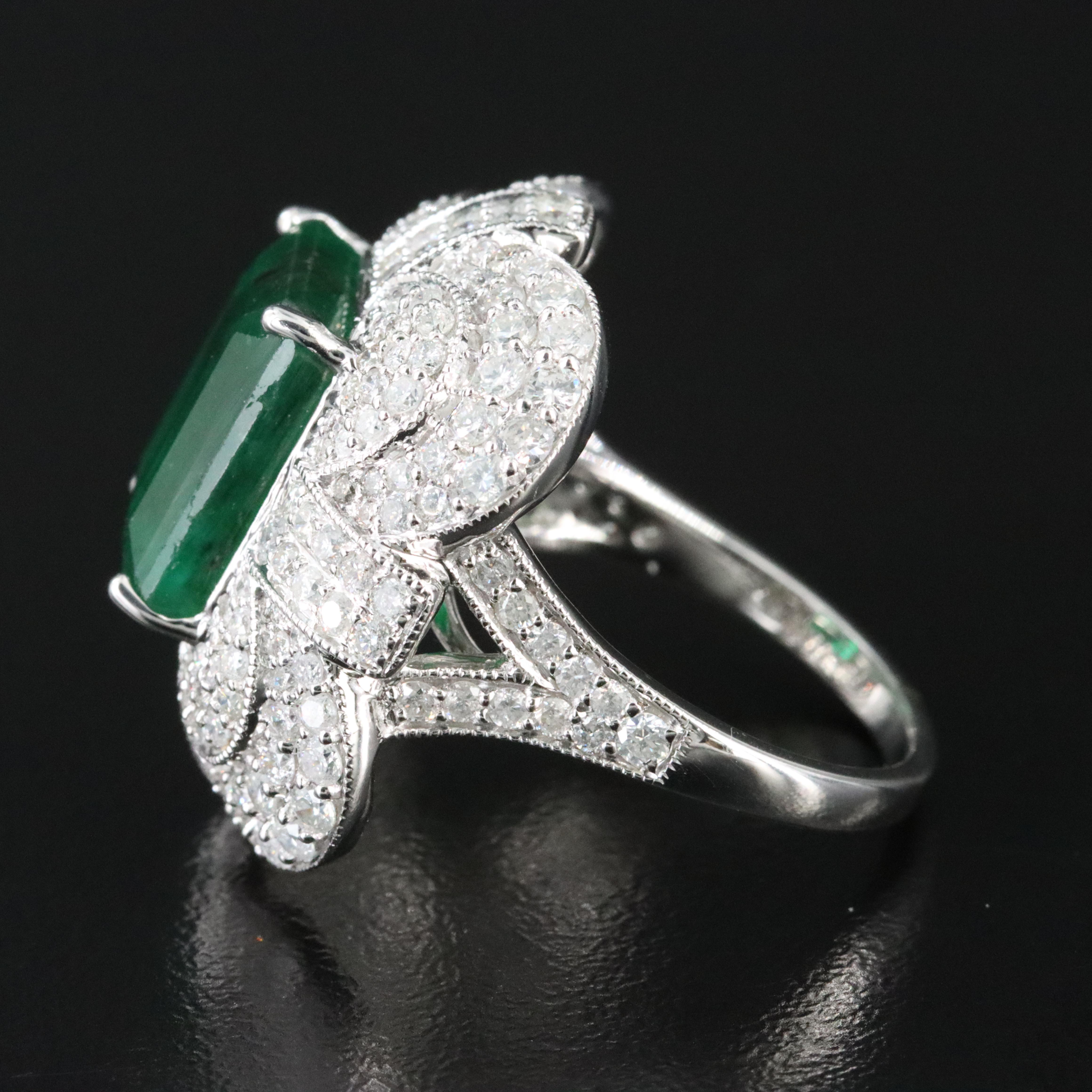 14K 7.78 CT Emerald and 2.46 CTW Diamond Ring