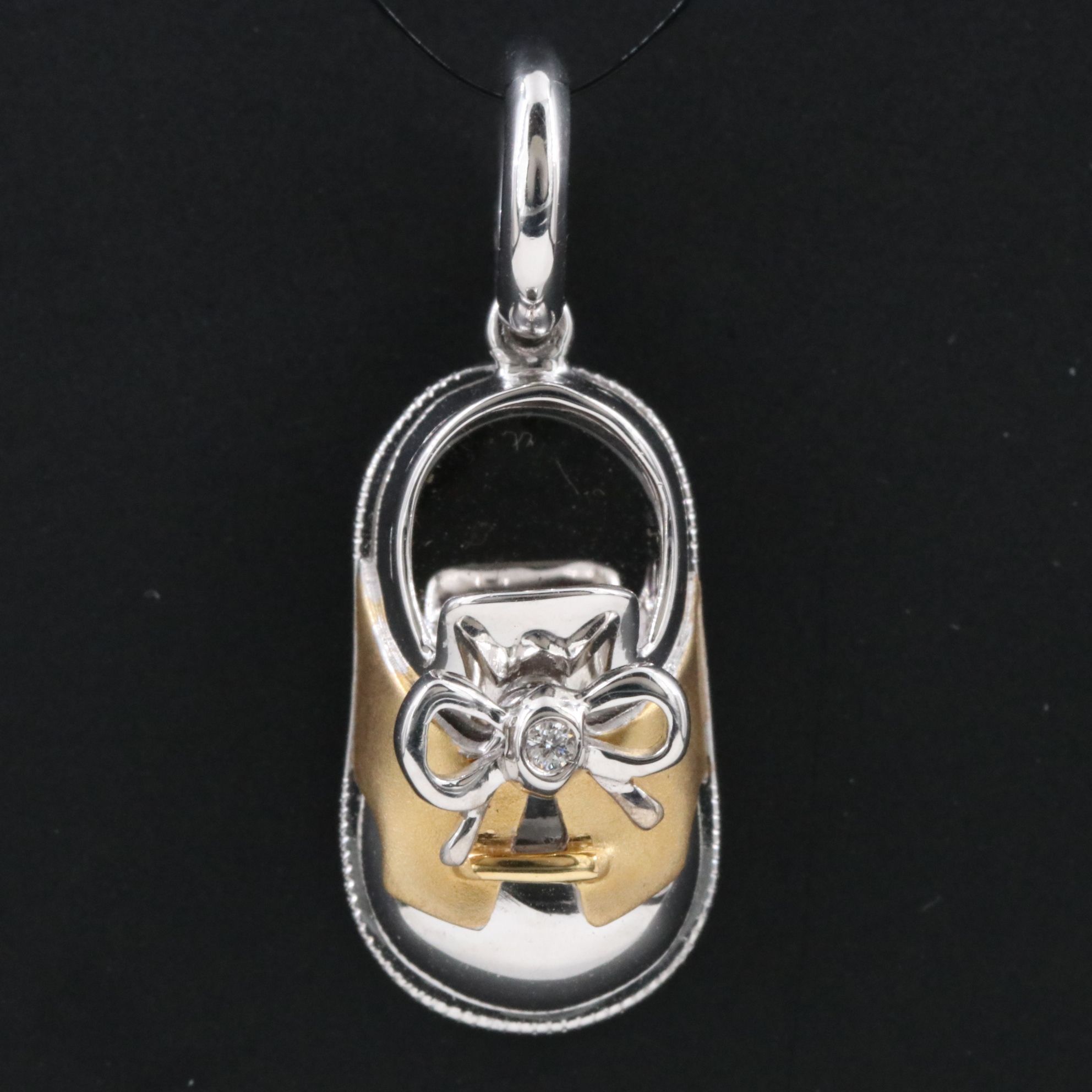 Aaron Basha 18K Baby Saddle Shoe Charm with Diamond Accent