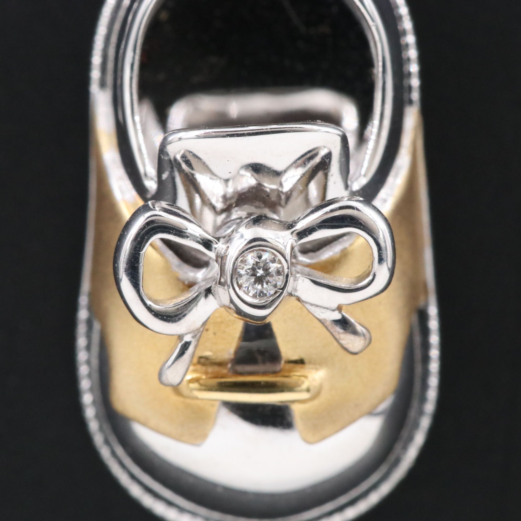 Aaron Basha 18K Baby Saddle Shoe Charm with Diamond Accent