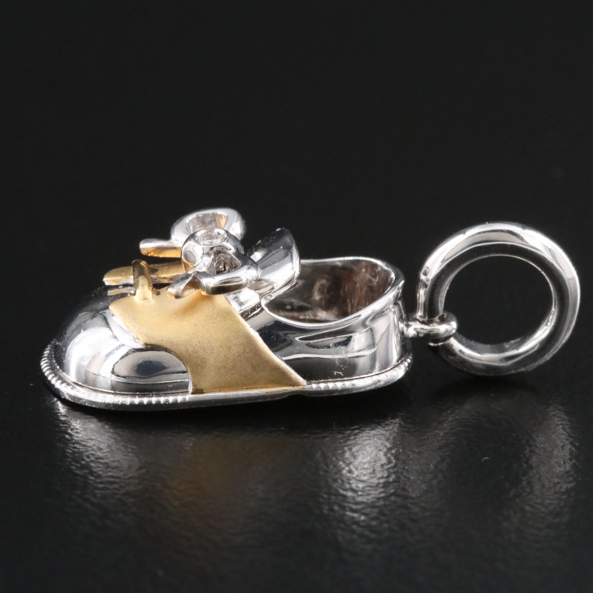 Aaron Basha 18K Baby Saddle Shoe Charm with Diamond Accent
